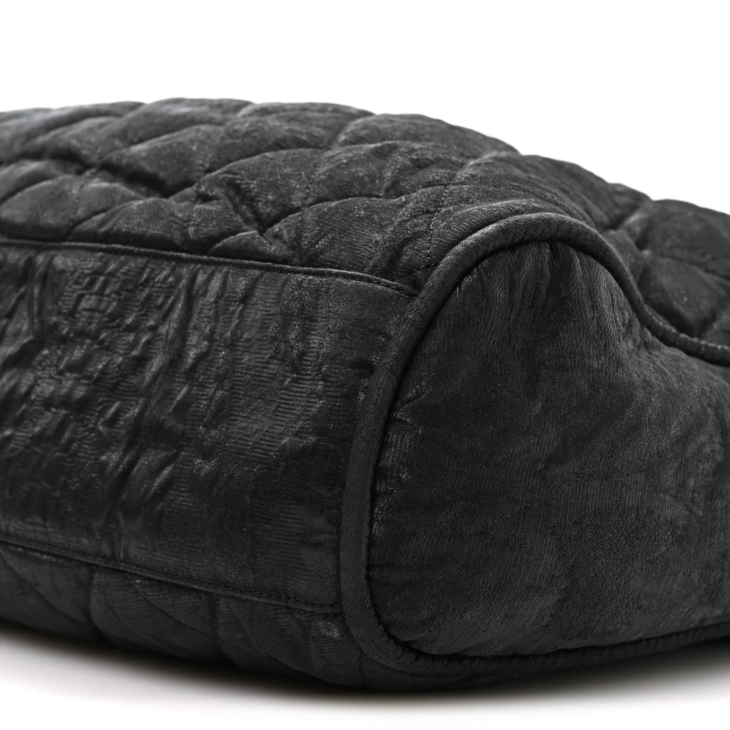 Crinkled Coated Canvas Le Marais Hobo Black - Top Club