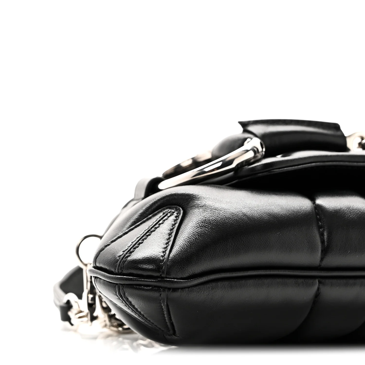 Nappa Vertical Matelasse Small Maxi Horsebit Chain Shoulder Bag Black - Top Club