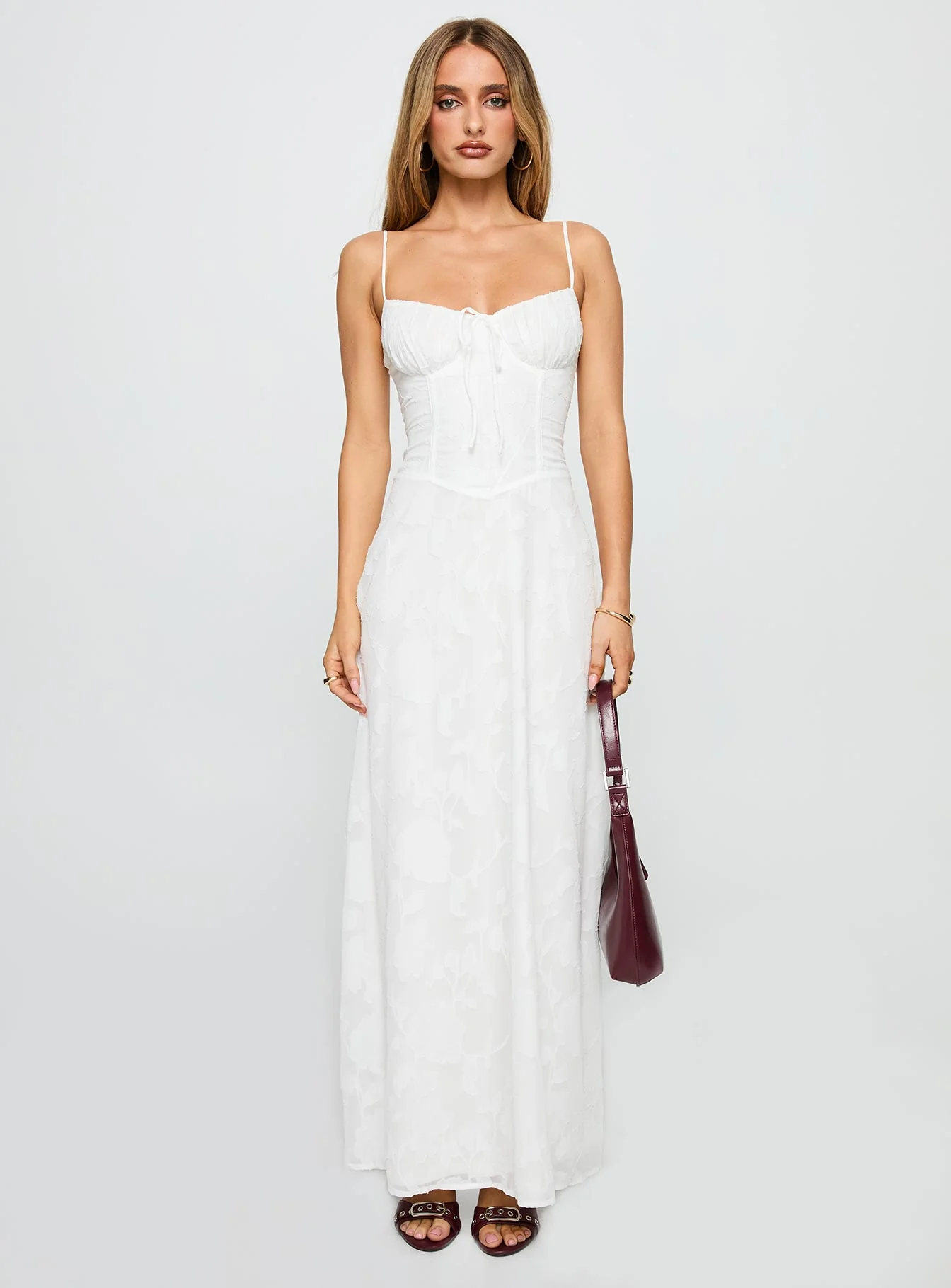 Members Only Maxi Dress White Burnout