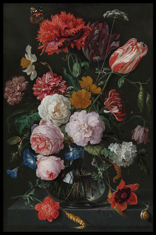 Walljar poster ingelijst - De Heem - Stilleven Met Bloemen Poster ingelijst - 70 x 100 cm