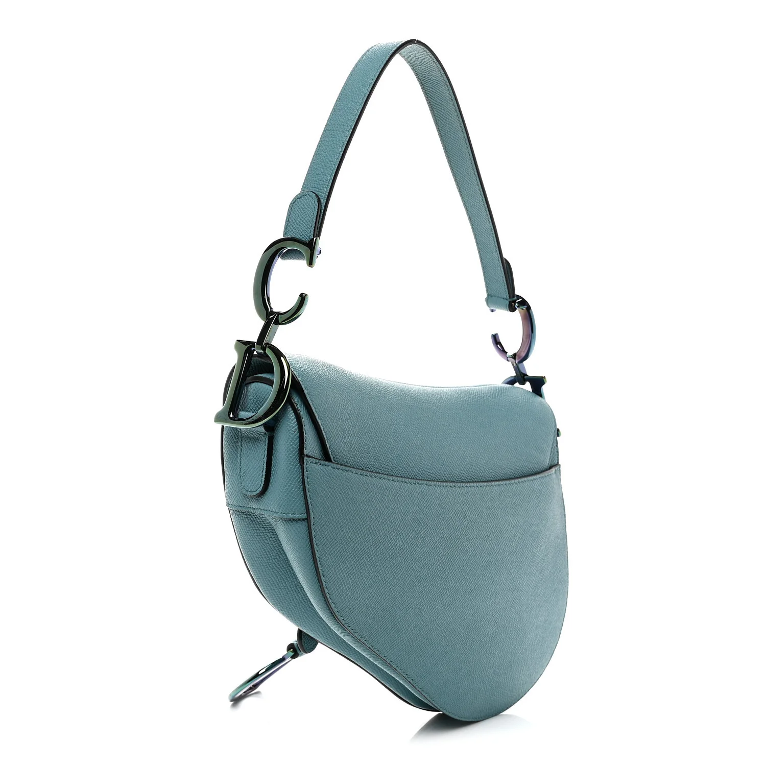 Grained Calfskin Saddle Bag Azure Blue - Top Club