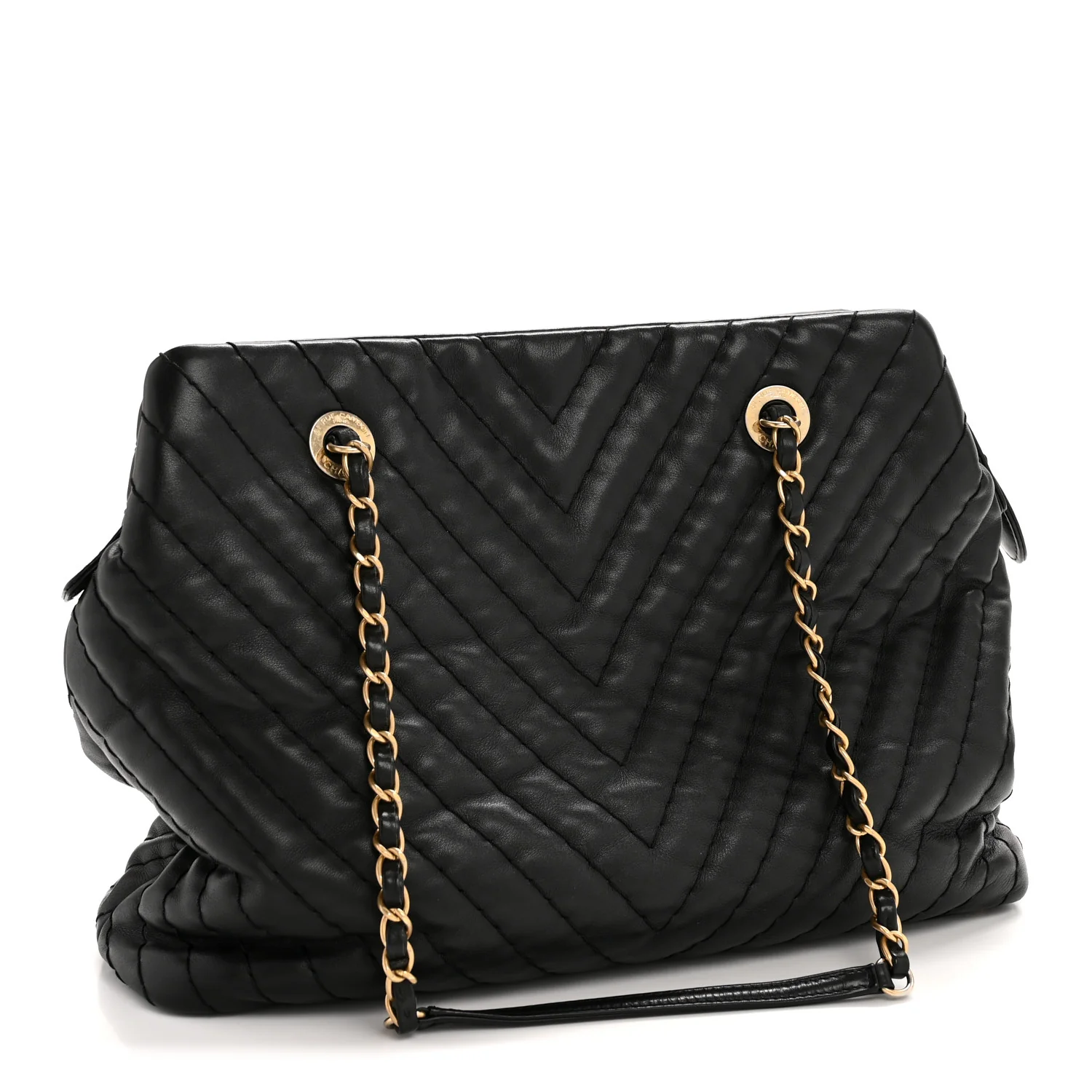 Calfskin Chevron Quilted Surpique Tote Black - Top Club