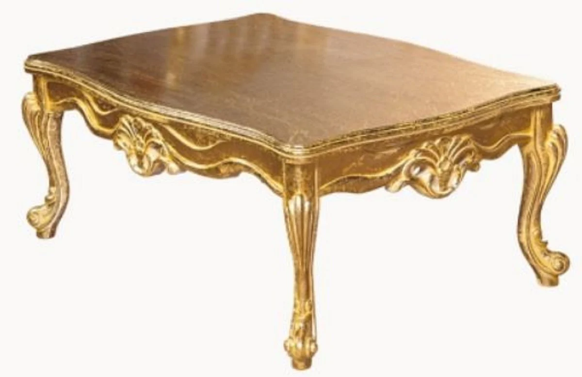 Luxury Baroque Coffee Table Gold - Handcrafted Solid Wood Living Room Table - Living Room Furniture in Baroque Style - Noble & Magnificent