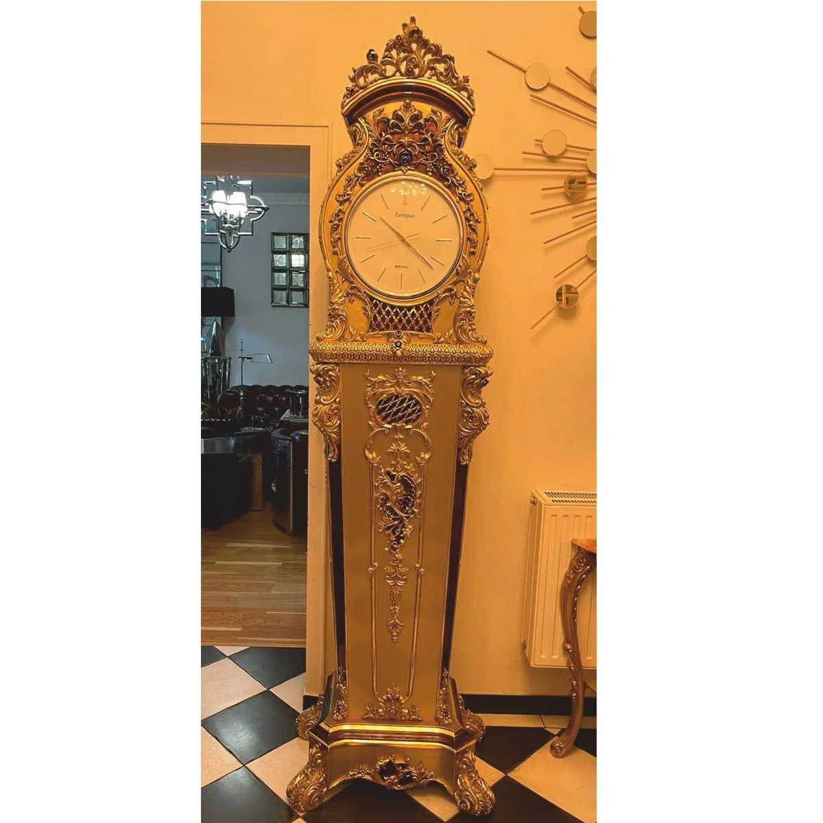 Luxury baroque grandfather clock gold / brown H. 228 cm - baroque style furniture