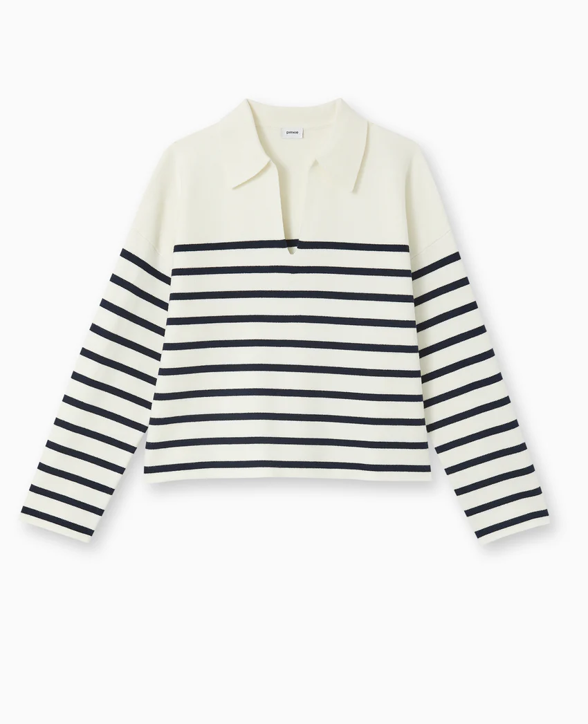 Pimkie Pull avec col en maille rayée