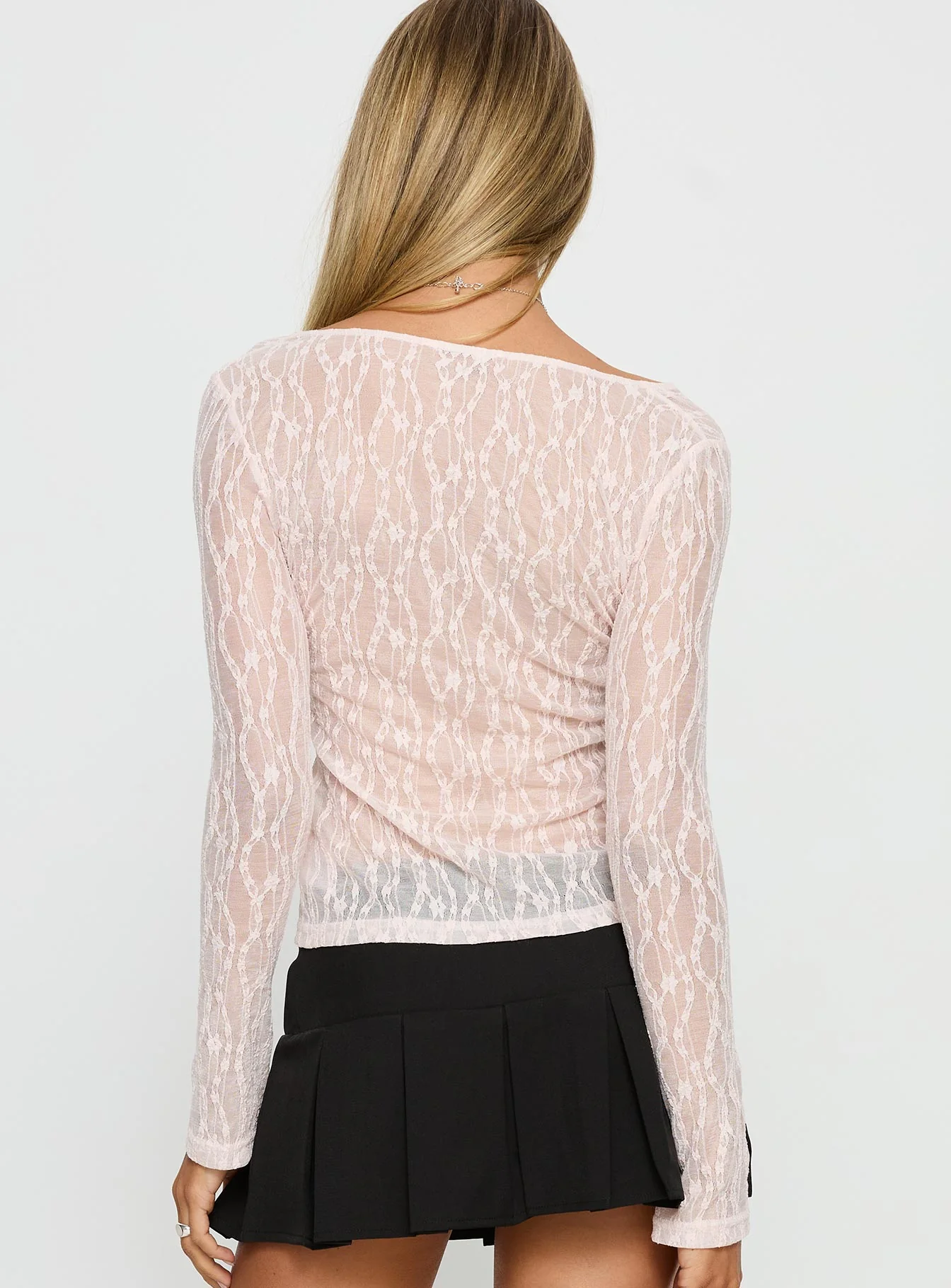 Open Your Heart Tie Detail Long Sleeve Top Pink