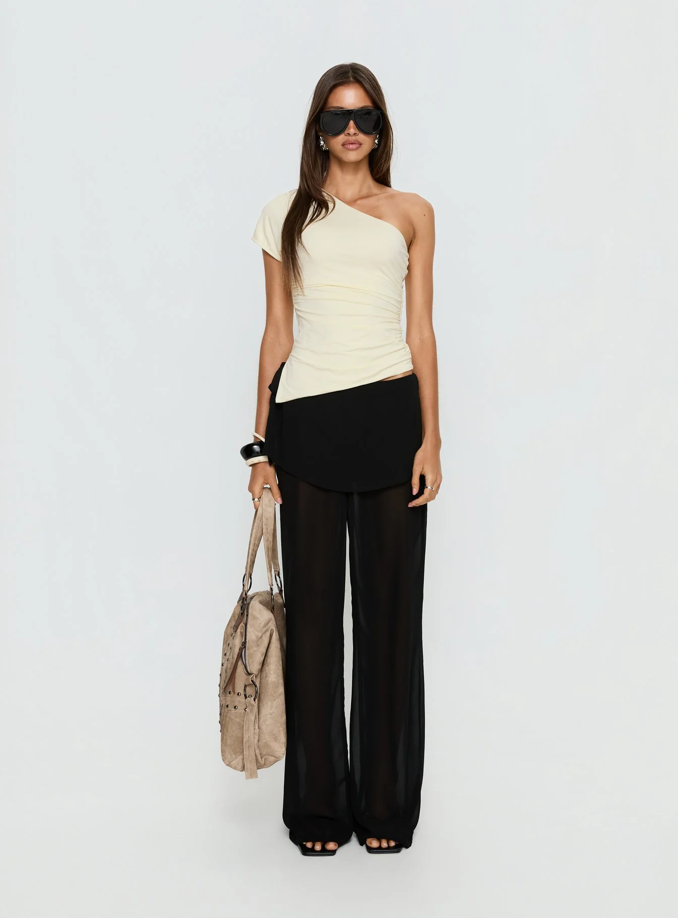 Majira One Shoulder Slouch Top Cream