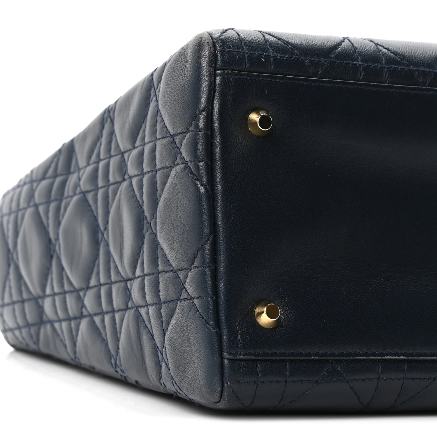 Lambskin Cannage Medium Lady Dior Navy Blue - Top Club