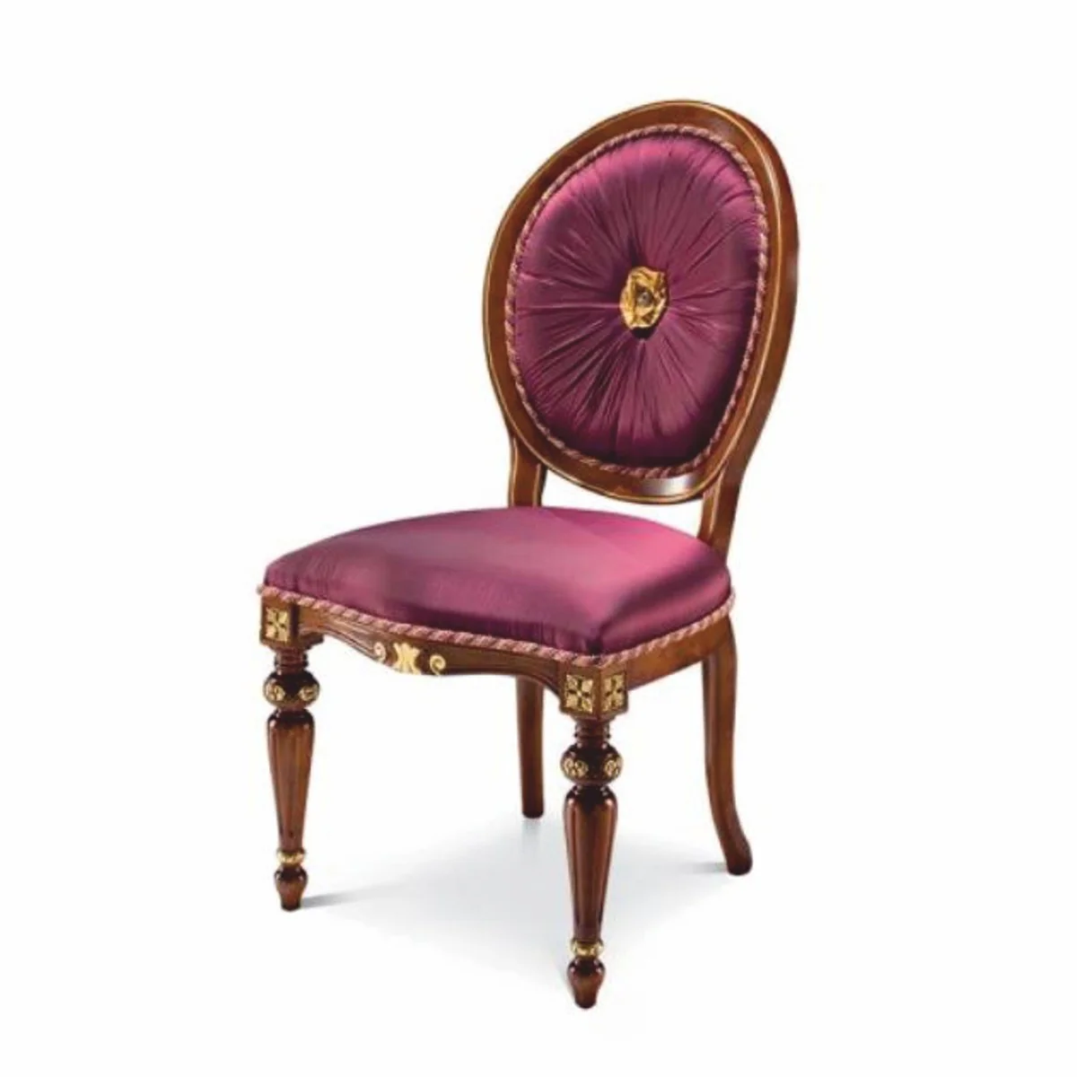 Luxury Baroque Dining Chair Purple / Brown / Gold - Made in Italy
