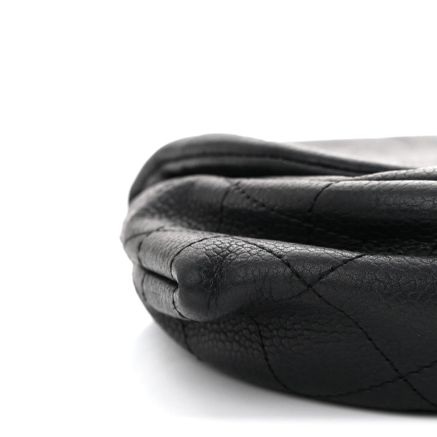 Lambskin Half Moon Wallet On Chain WOC Black - Top Club