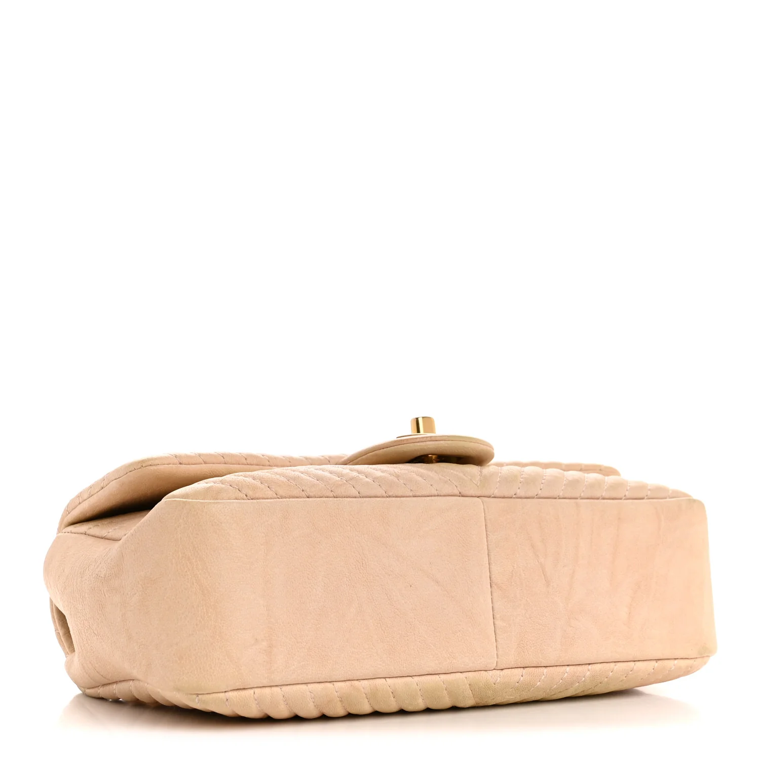 Calfskin Chevron Small Surpique Flap Beige - Top Club