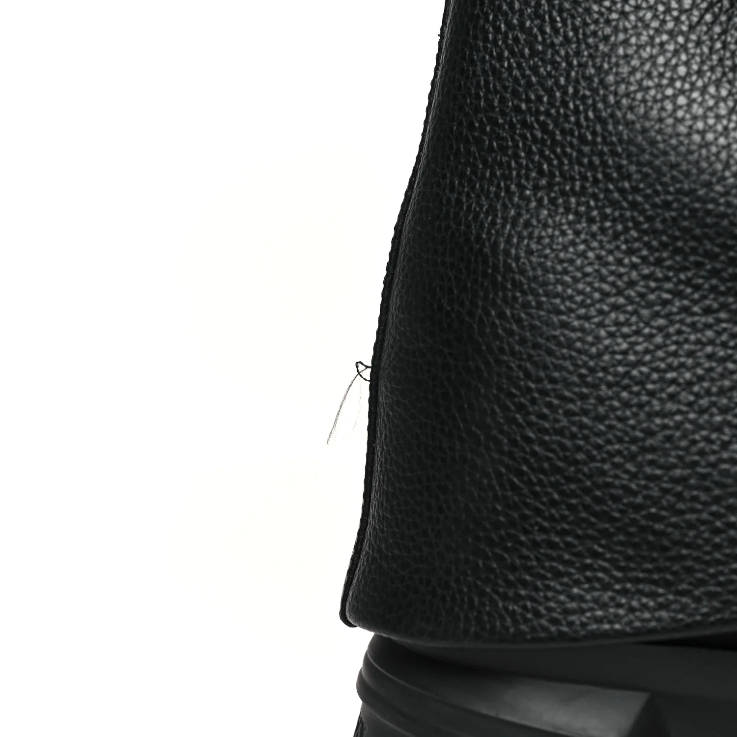 Grained Calfskin Shark Lock Biker Ankle Boots 36 Black - Top Club