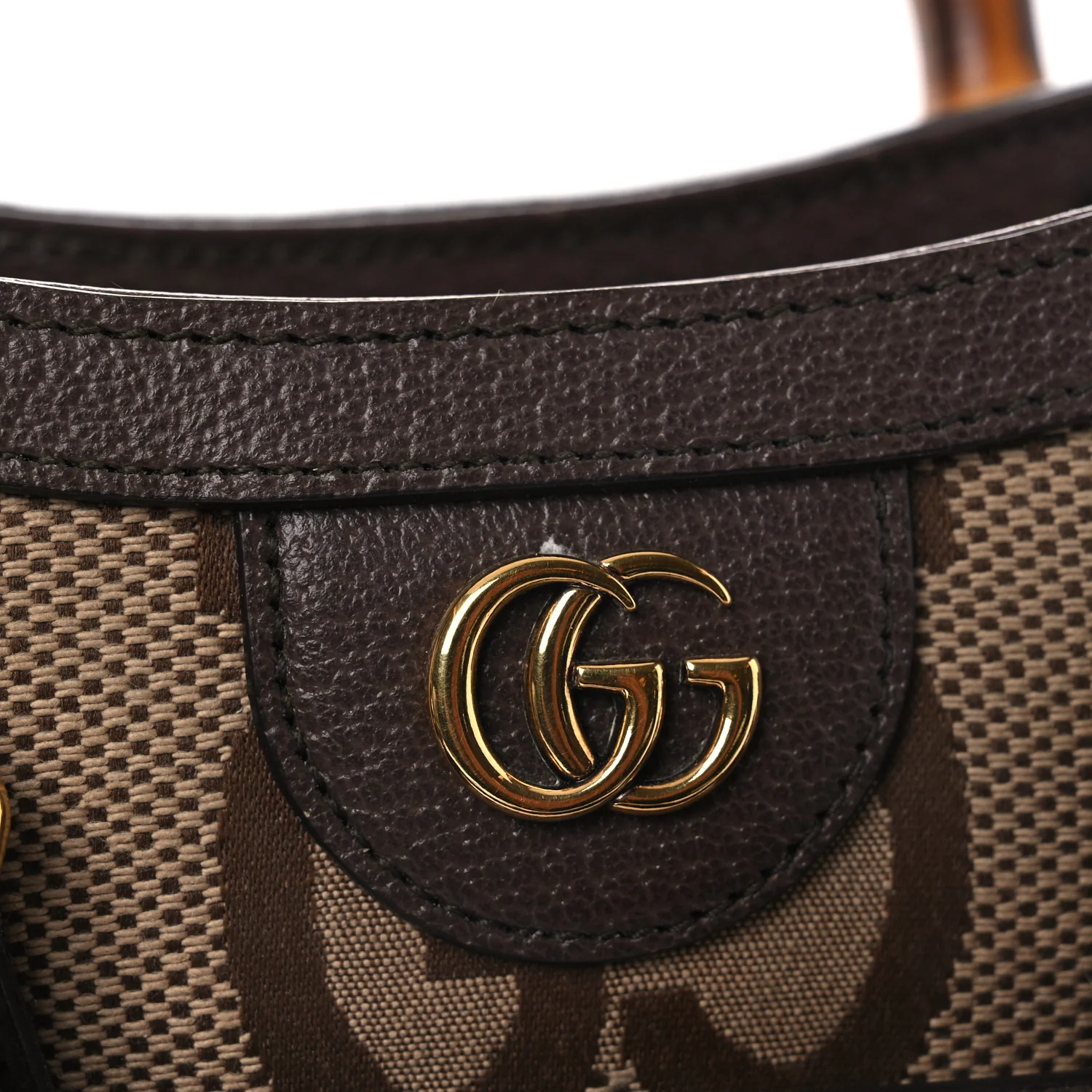 Monogram Jumbo GG Textured Dollar Calfskin Mini Diana Tote Bag Camel Ebony New Acero - Top Club
