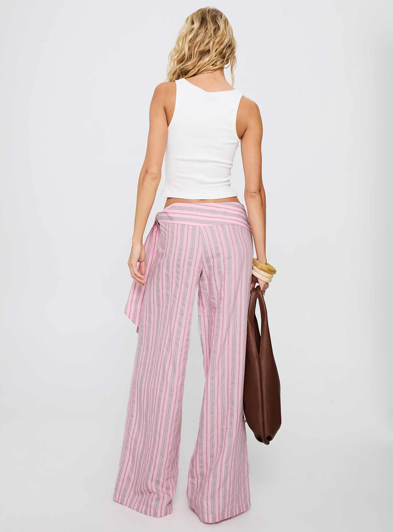 Wave Dancer Tie Pant Pink Stripe