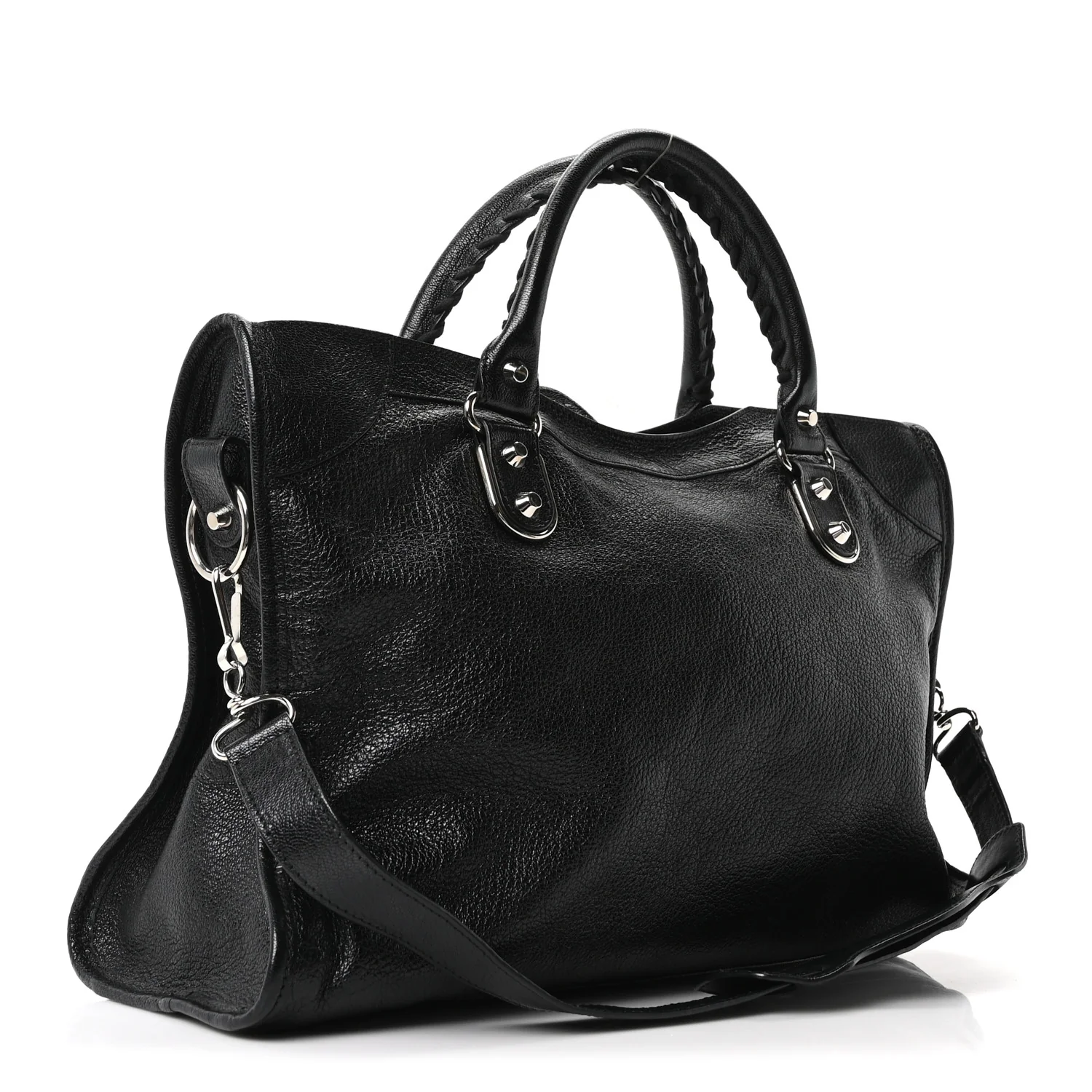 Chevre Silver Metallic Edge Hardware City Black - Top Club