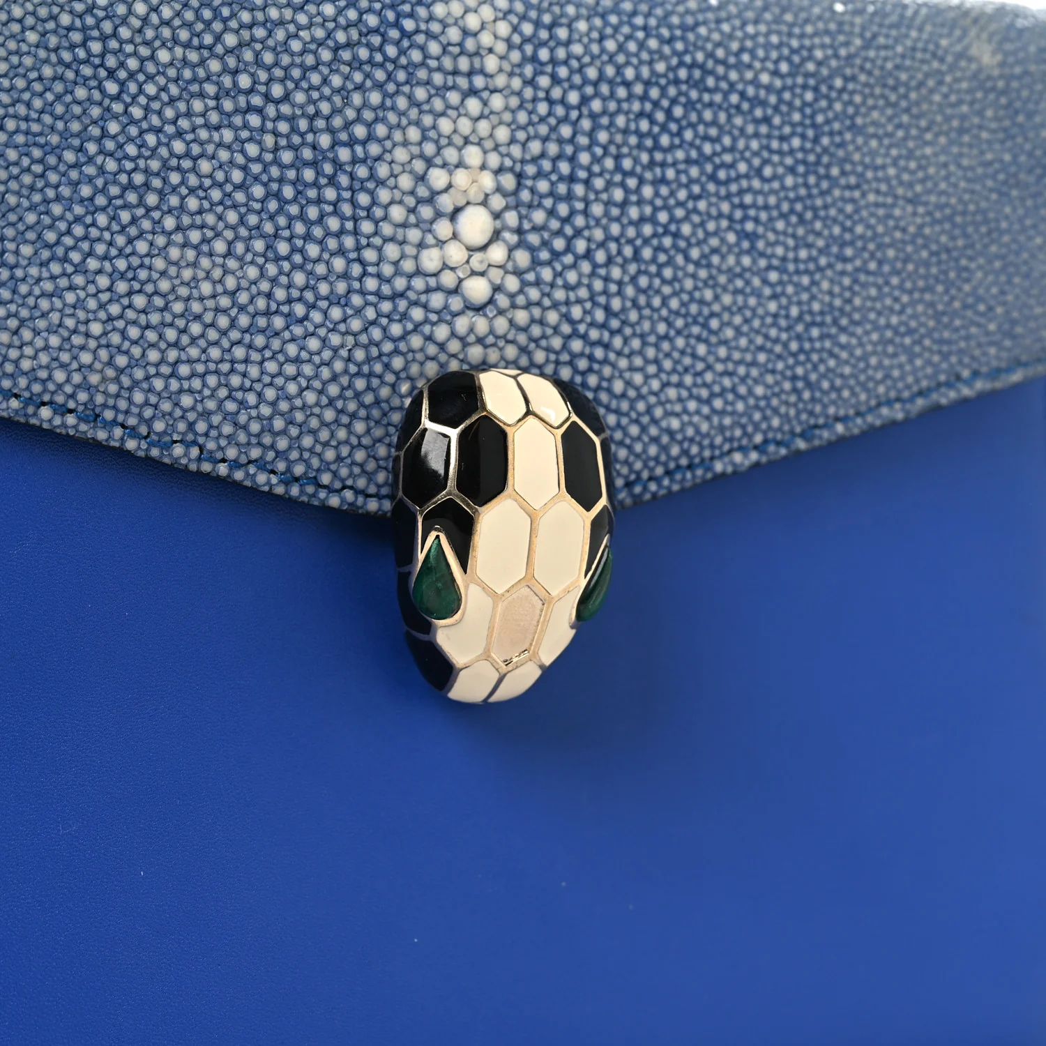 Galuchat Calfskin Serpenti Forever Crossbody Bag Blue - Top Club