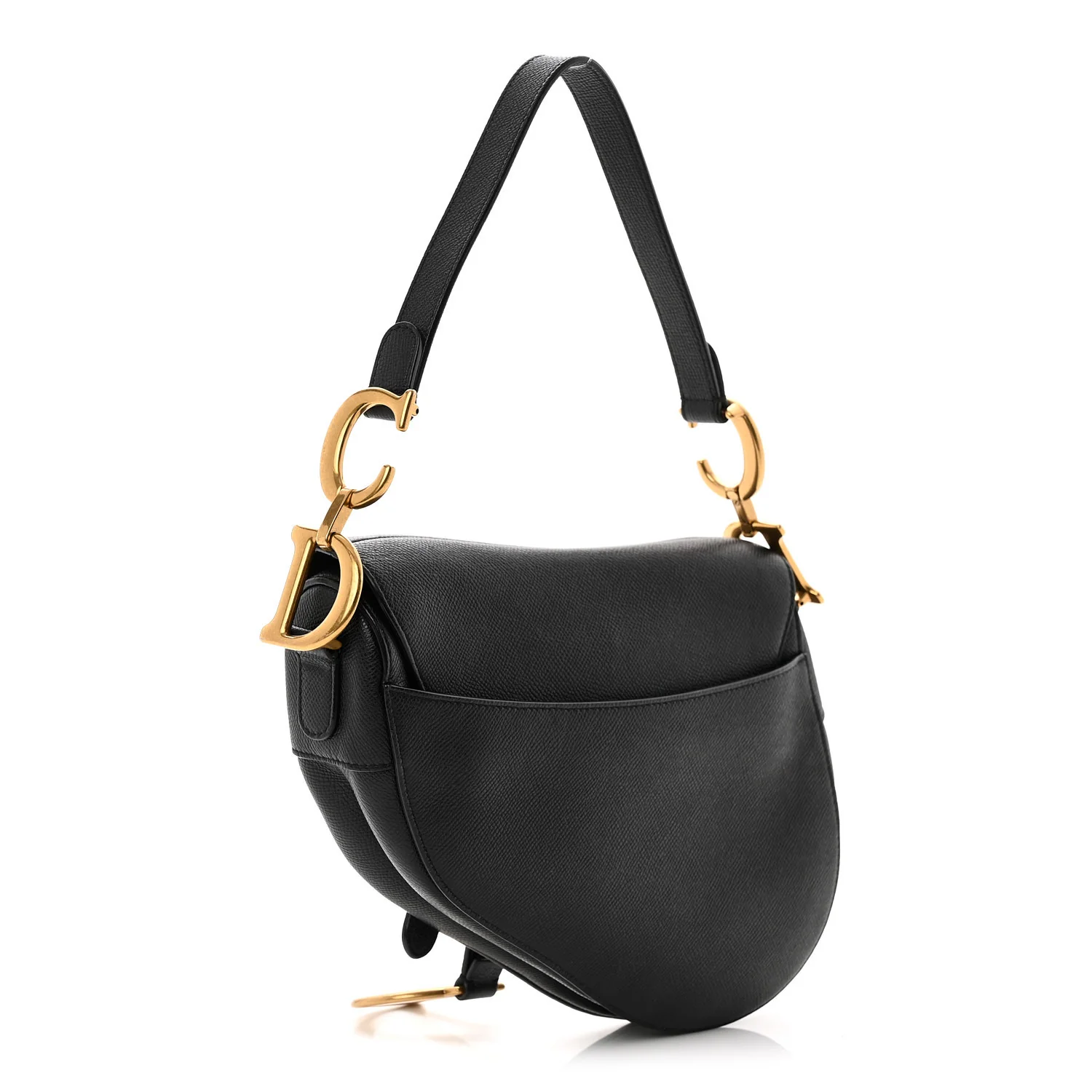 Grained Calfskin Saddle Bag Black - Top Club