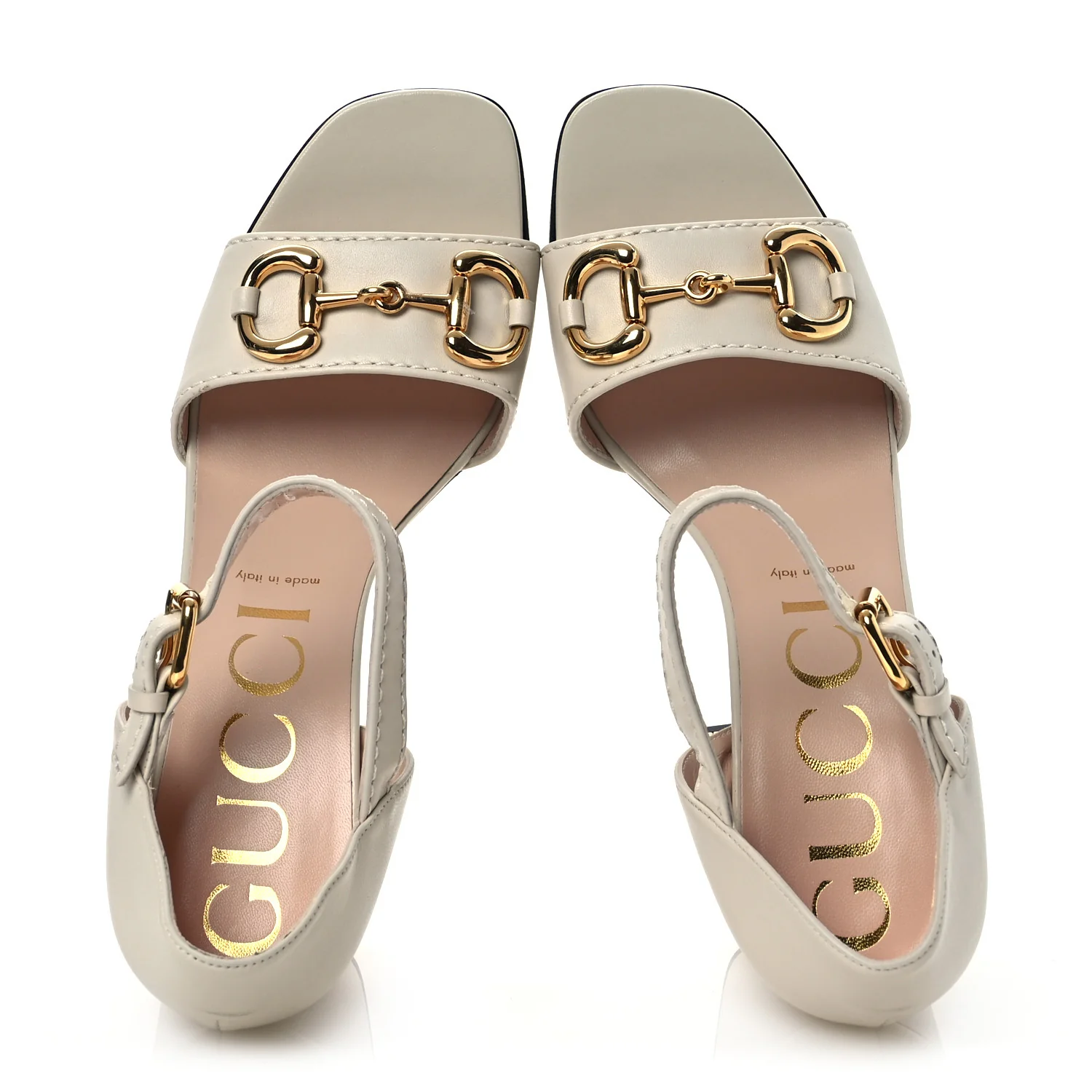 Nappa Horsebit Cross Strap 95mm Sandals 41 Mystic White