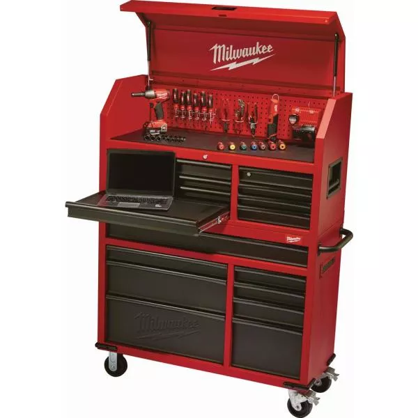 46 in. 8-Drawer Steel Bearing Top Chest in Red and Black