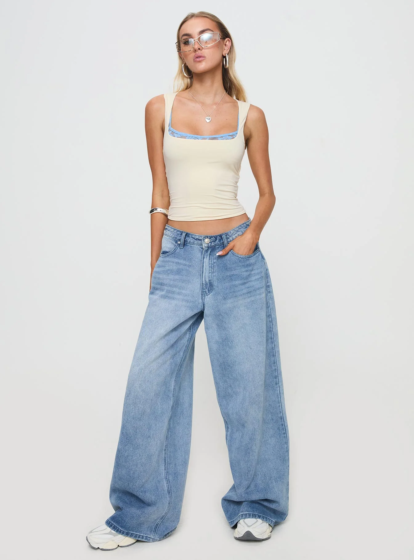 Back In Time Top Cream / Blue