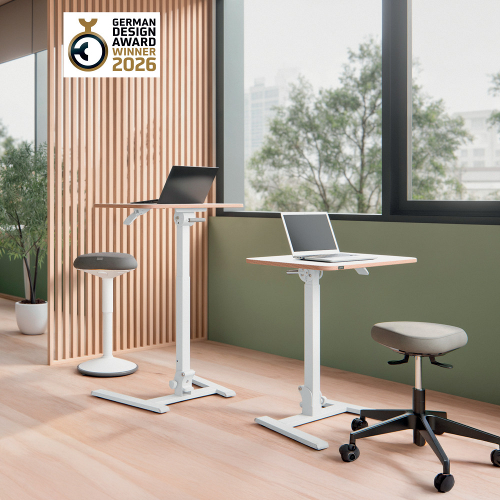 Bureau Ergo compact opvouwbaar zit-sta 65x48 cm wit