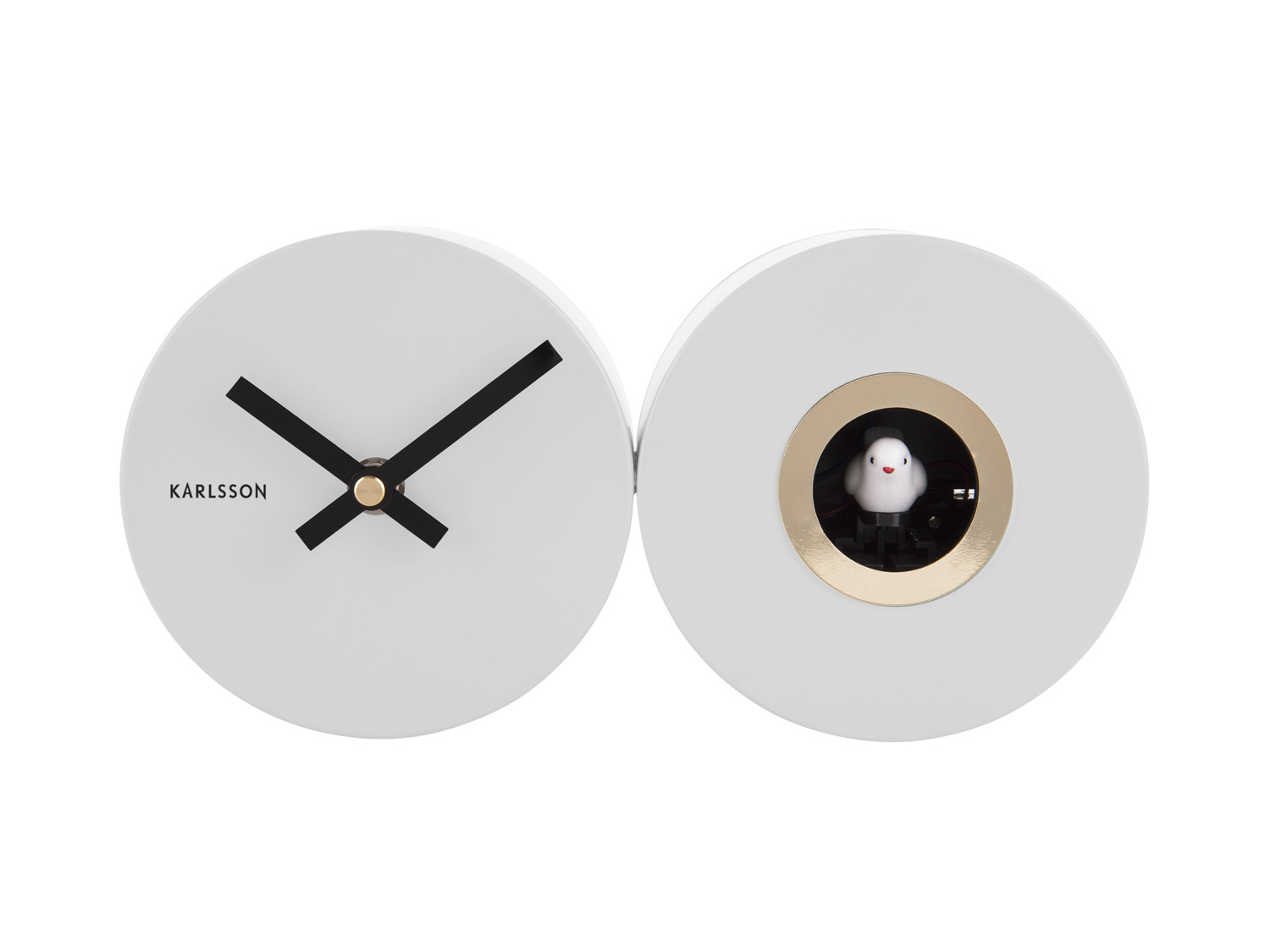 Wall clock Duo Cuckoo matt white