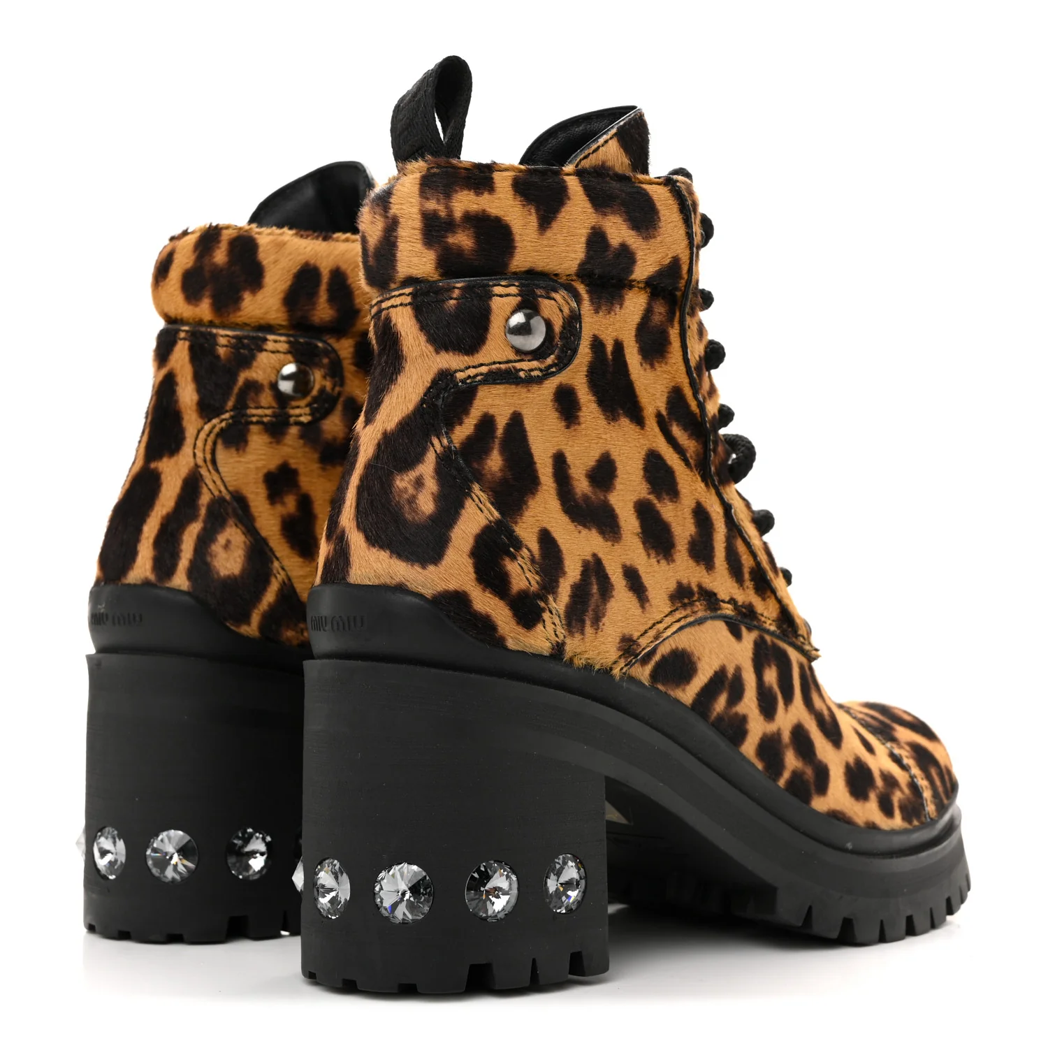 Cavallino Calf Hair Leopard Lace Up Boots 37.5 Miele - Top Club