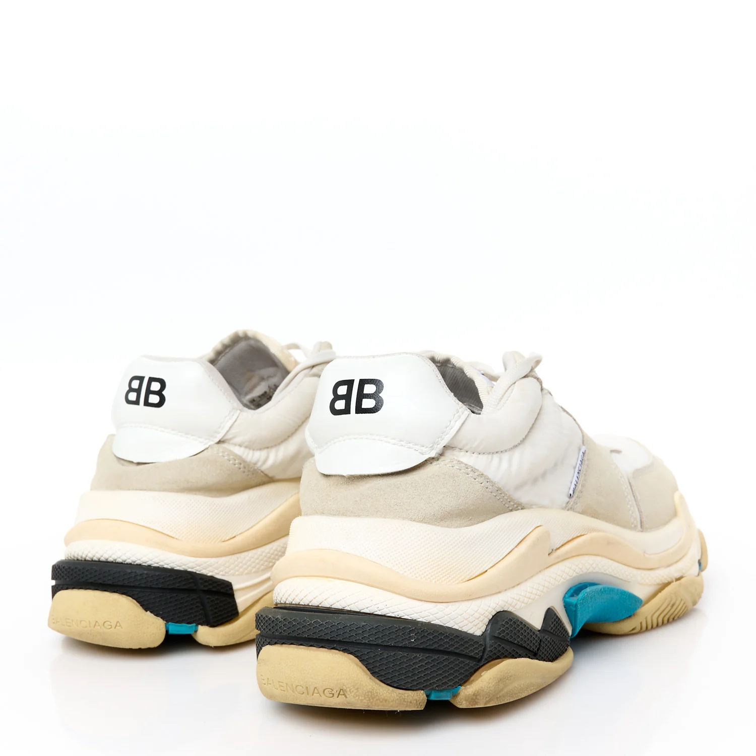 Nylon Suede Mens Triple S 2.0 Sneakers 44 White Grey Blue - Top Club