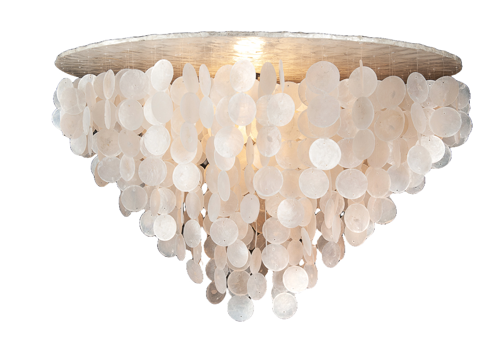 Capiz schelpen hanglamp 80x50 wit + snoerfitting