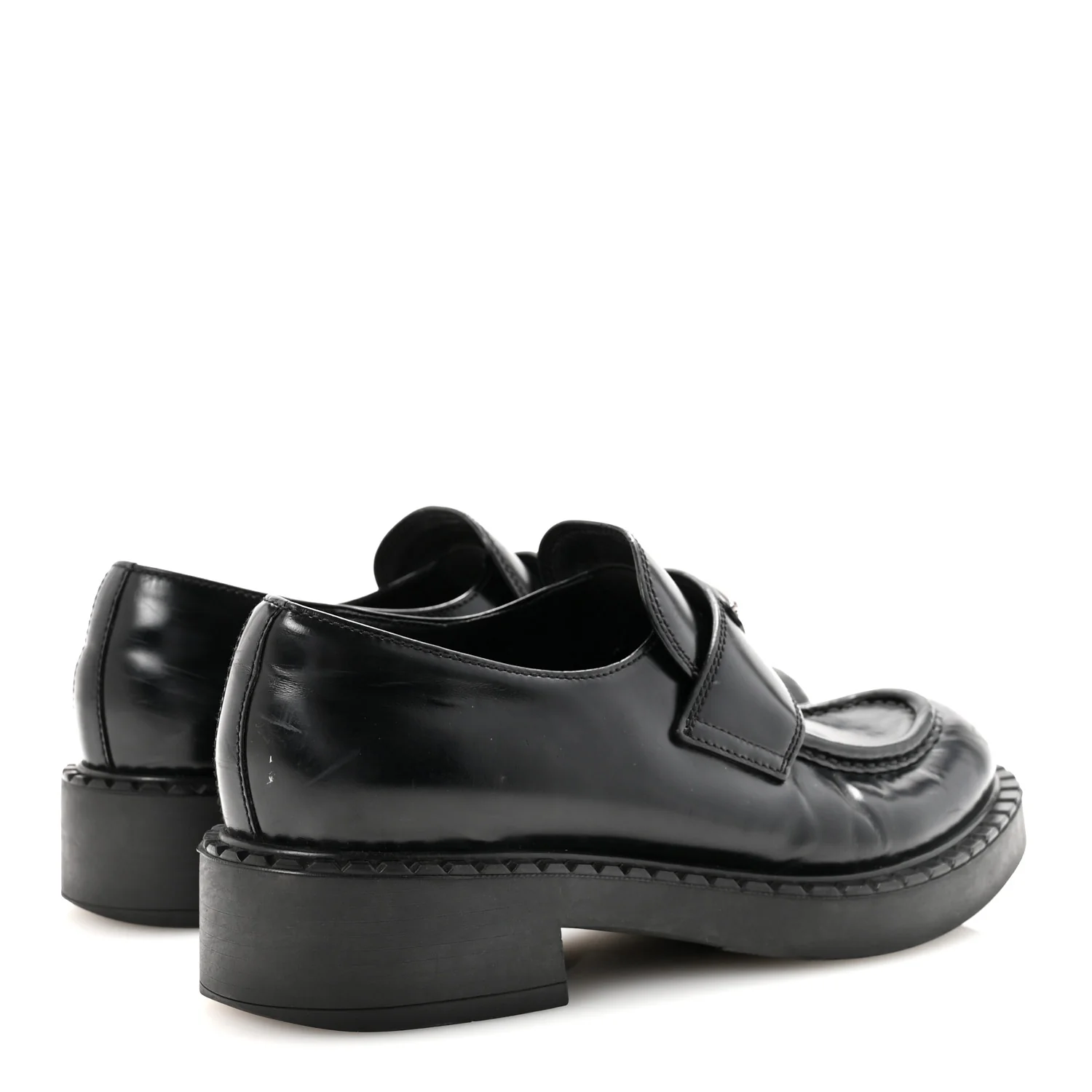 Spazzolato Metal Triangle Logo 50mm Loafers 40 Black - Top Club