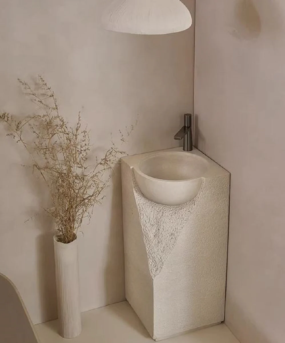 Luxury washbasin gray 40 x 40 x H. 86 cm - Ceramic washbasin with integrated sink - Luxury bathroom furniture - Hotel furniture - Luxury quality - Made in Italy