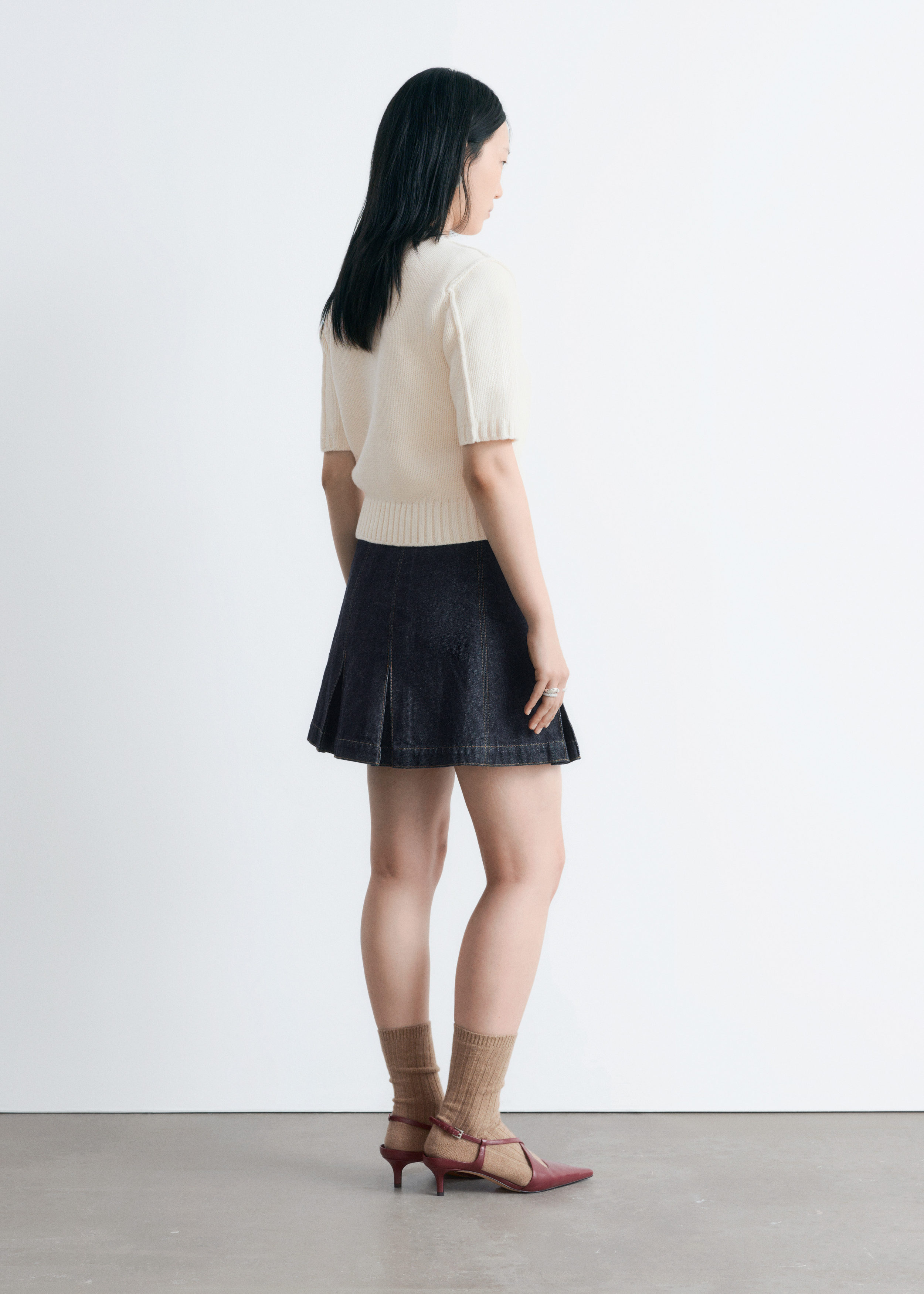 & Other Stories PLEATED DENIM MINI SKIRT