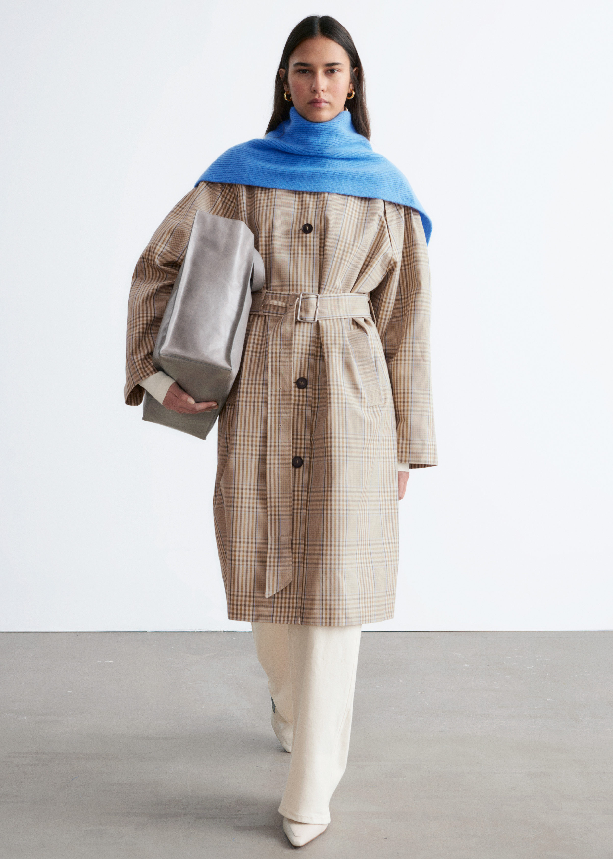 & Other Stories CHECKED BUCKLE-BELT TRENCH COAT