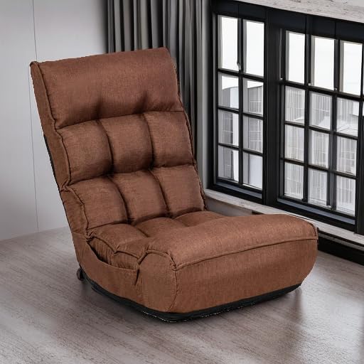 BEFOUNDLOVELY Folding Floor Gaming Chair with 4-Position Adjustable Back, 6-Position Adjustable Headrest, Side Pocket