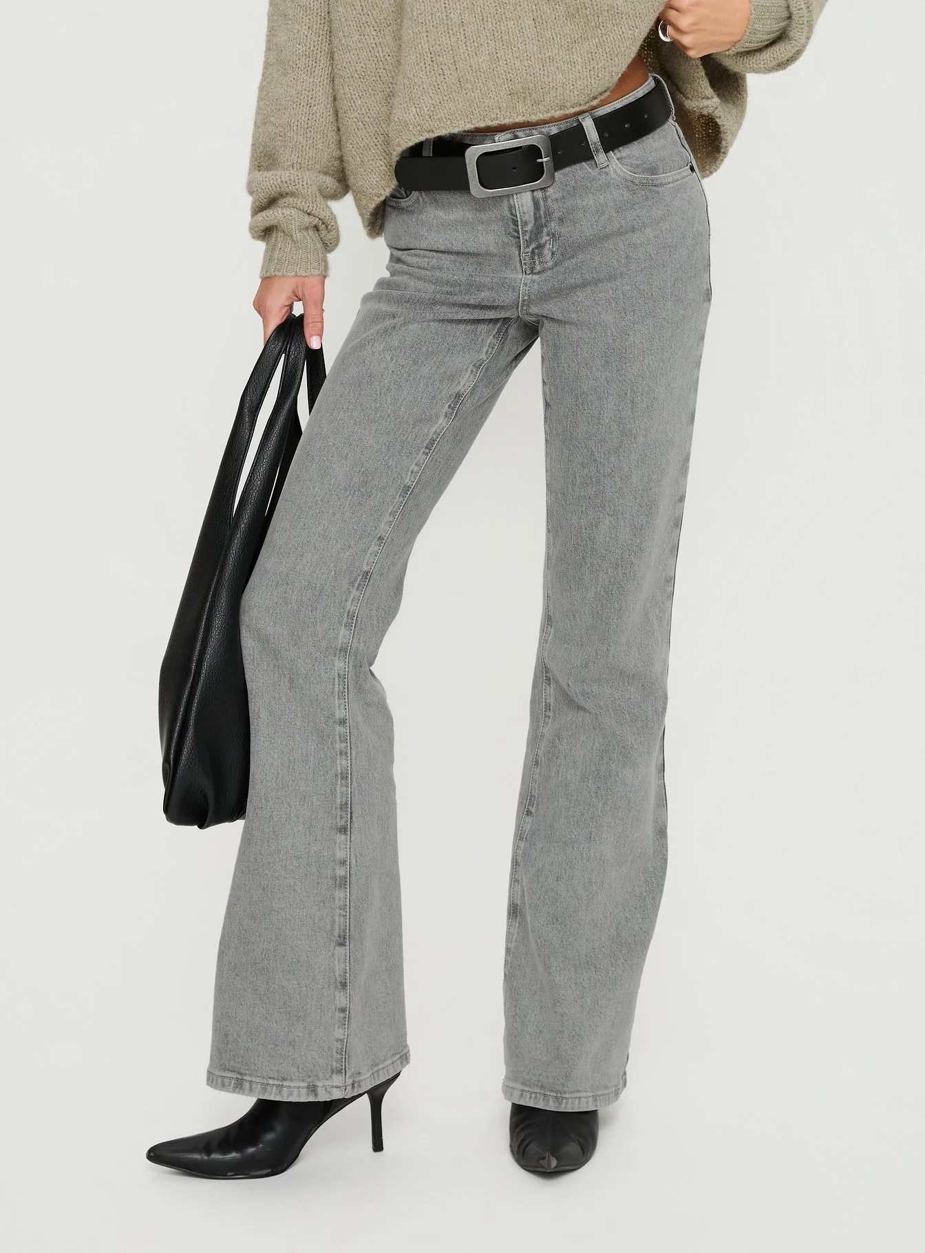 Magic Mirror Mid Rise Bootleg Jeans Washed Grey