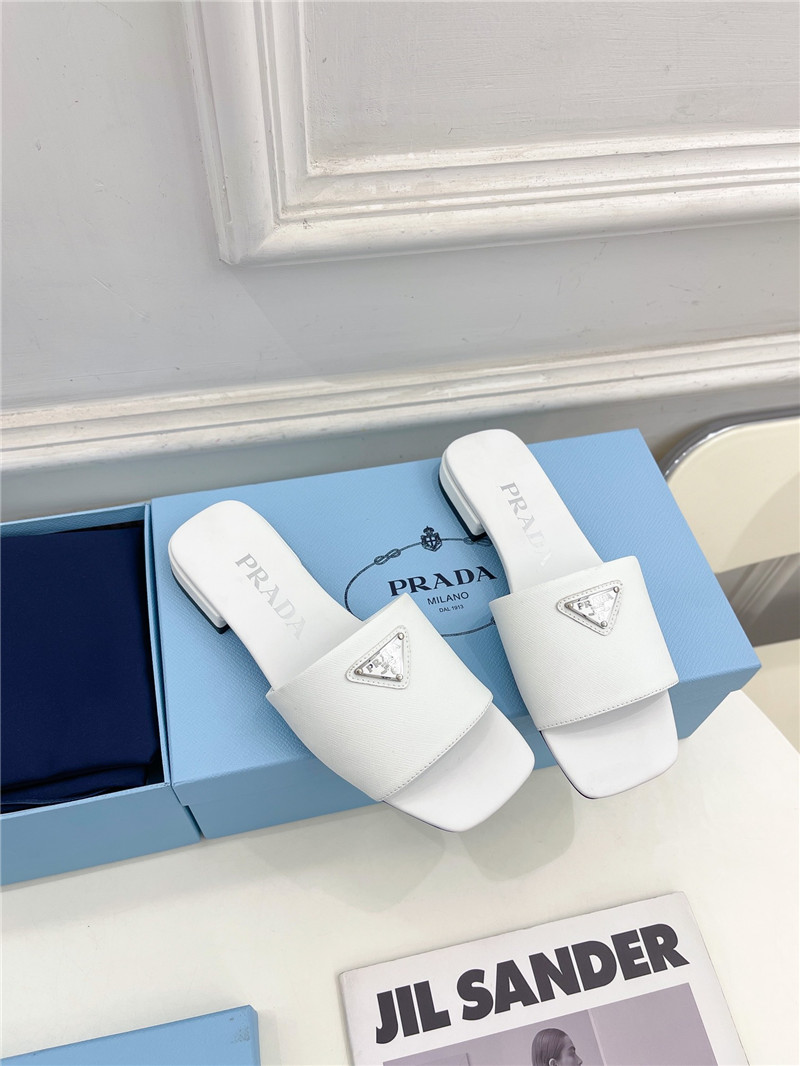 prada catwalk style triangle buckle slippers - Sneaker Replica Workshop