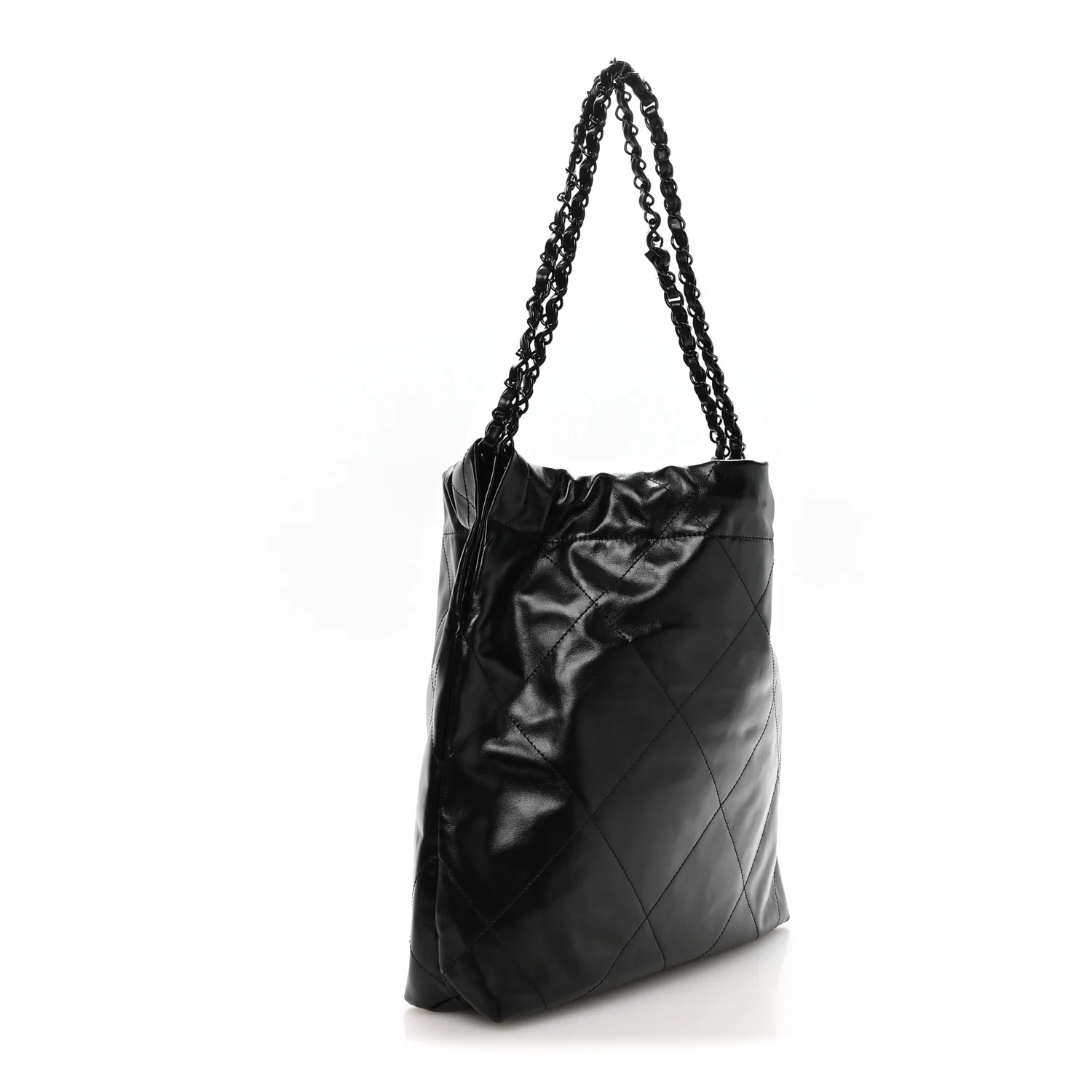 Shiny Calfskin Quilted Small Chanel 22 So Black - Top Club