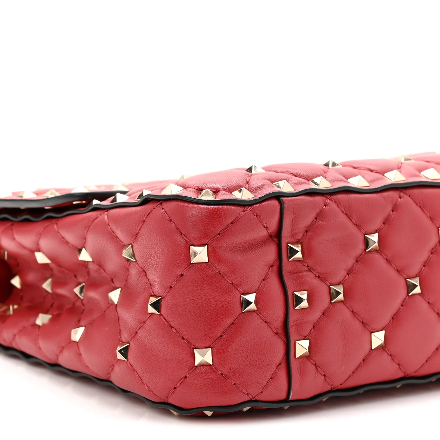 Nappa Medium Rockstud Spike Shoulder Bag Rosso Valentino - Top Club