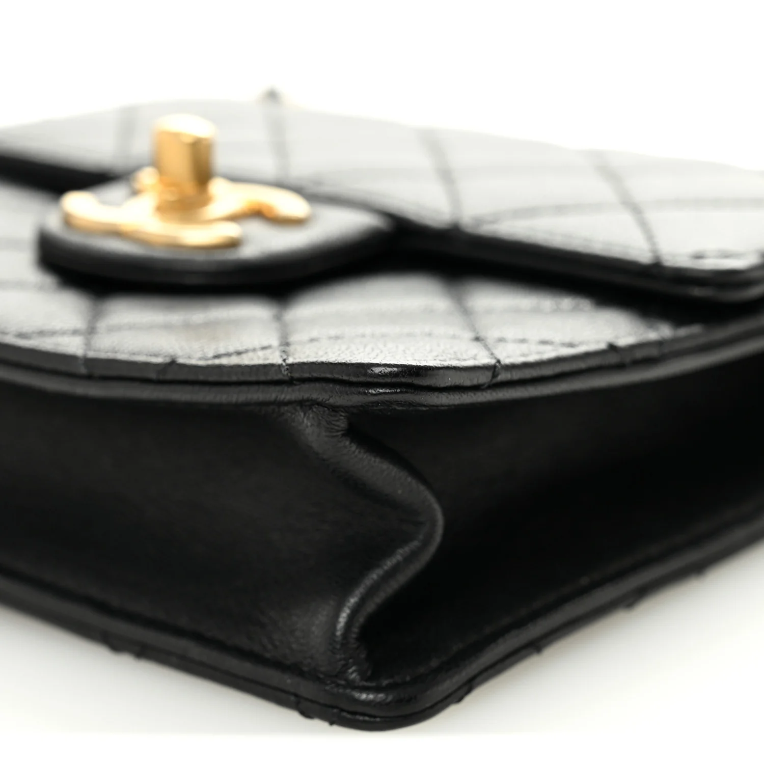 Goatskin Quilted Chic Pearls Flap Black - Top Club