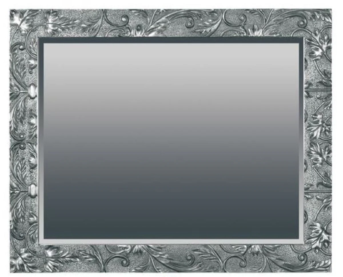 Baroque mirror silver 110 x H. 90 cm - Rectangular wall mirror in baroque style - Magnificent antique style wardrobe mirror - Baroque interior - Handmade baroque furniture