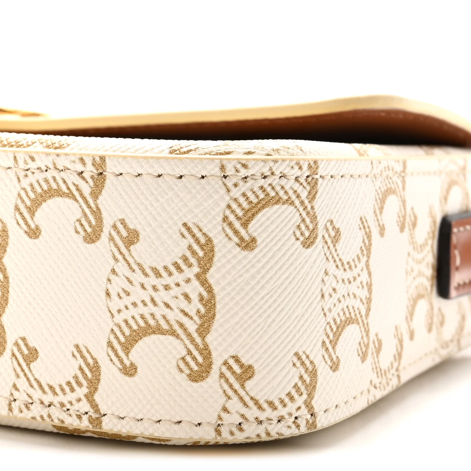 Canvas Calfskin Triomphe Shoulder Bag White - Top Club