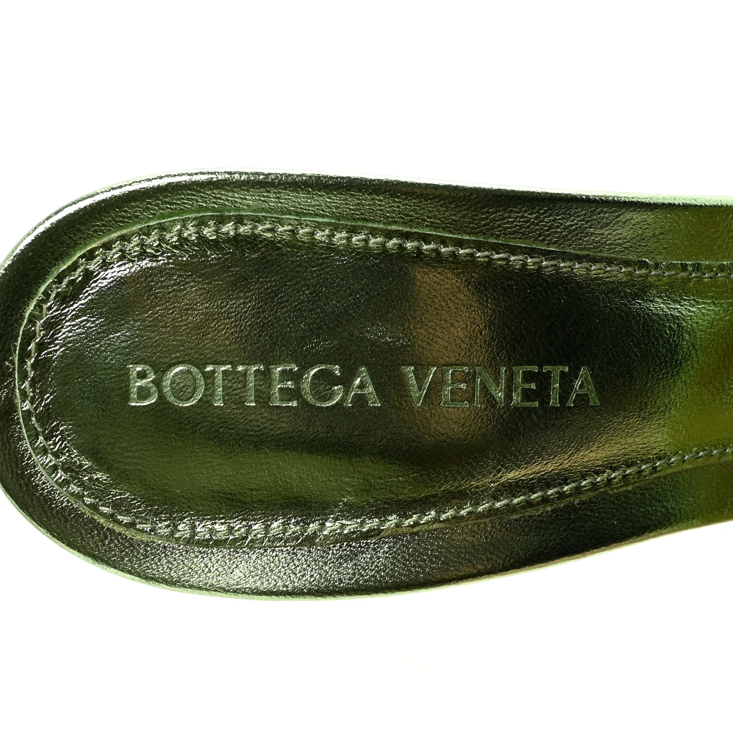 Metallic Nappa Reflection Matelasse Padded Mule Sandals 37 Pistachio - Top Club