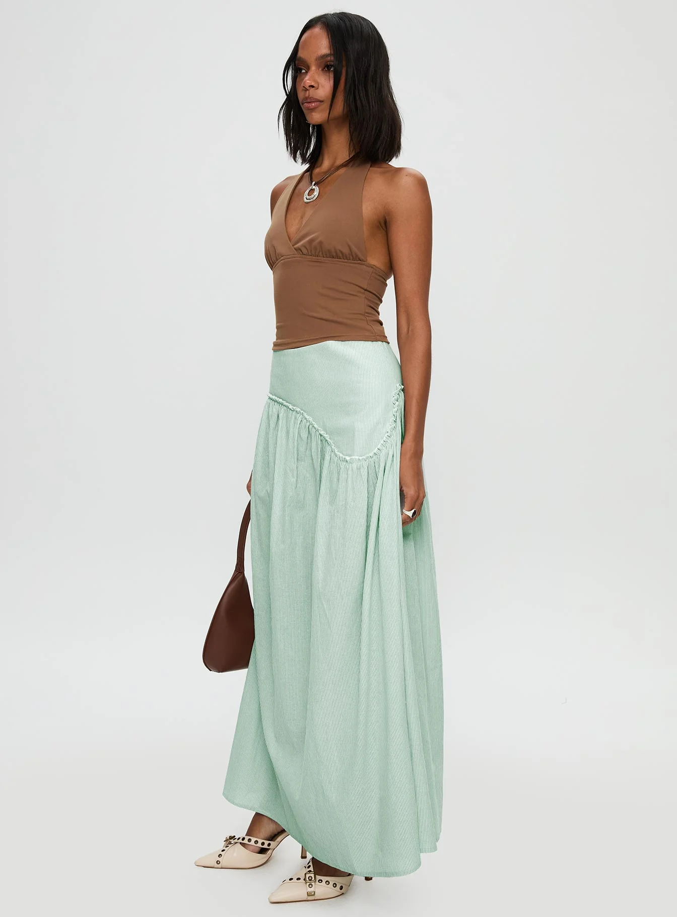 Yasemine Maxi Skirt Green / White