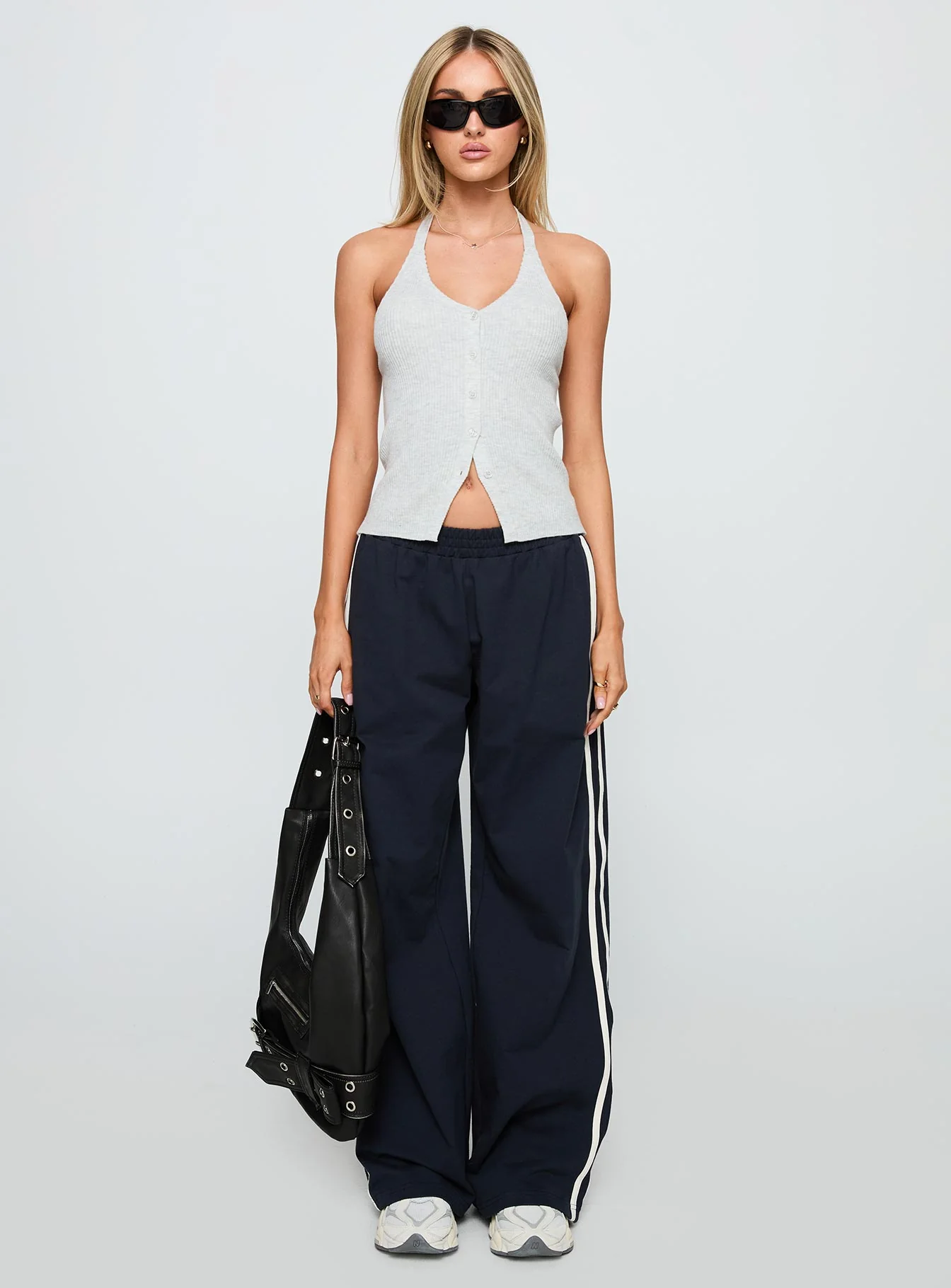 Suzu Knit Halter Top Grey