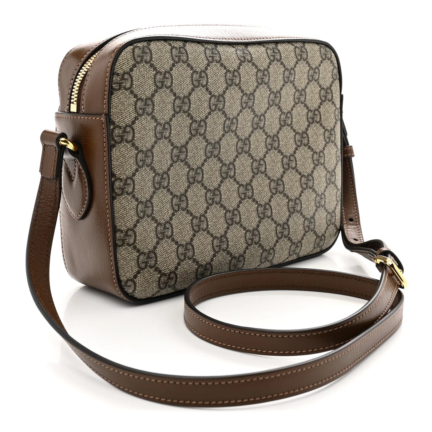 GG Supreme Monogram Small Horsebit 1955 Shoulder Bag Beige Brown Sugar - Top Club