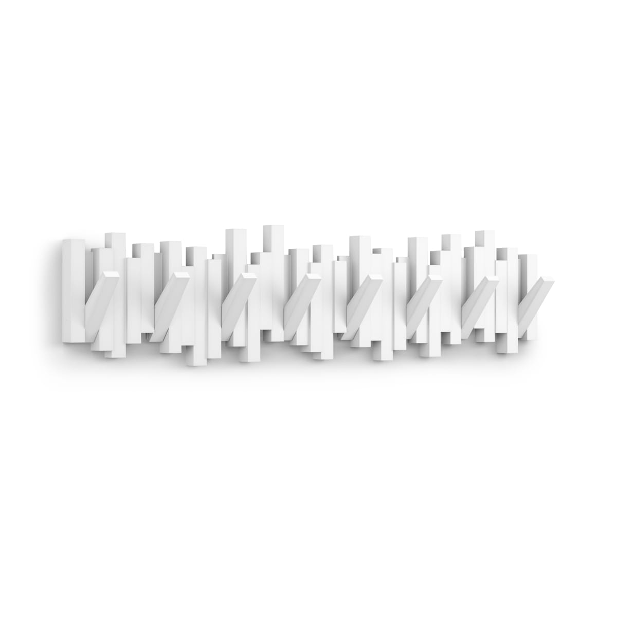Wandkapstok Sticks met 8 ophanghaken wit