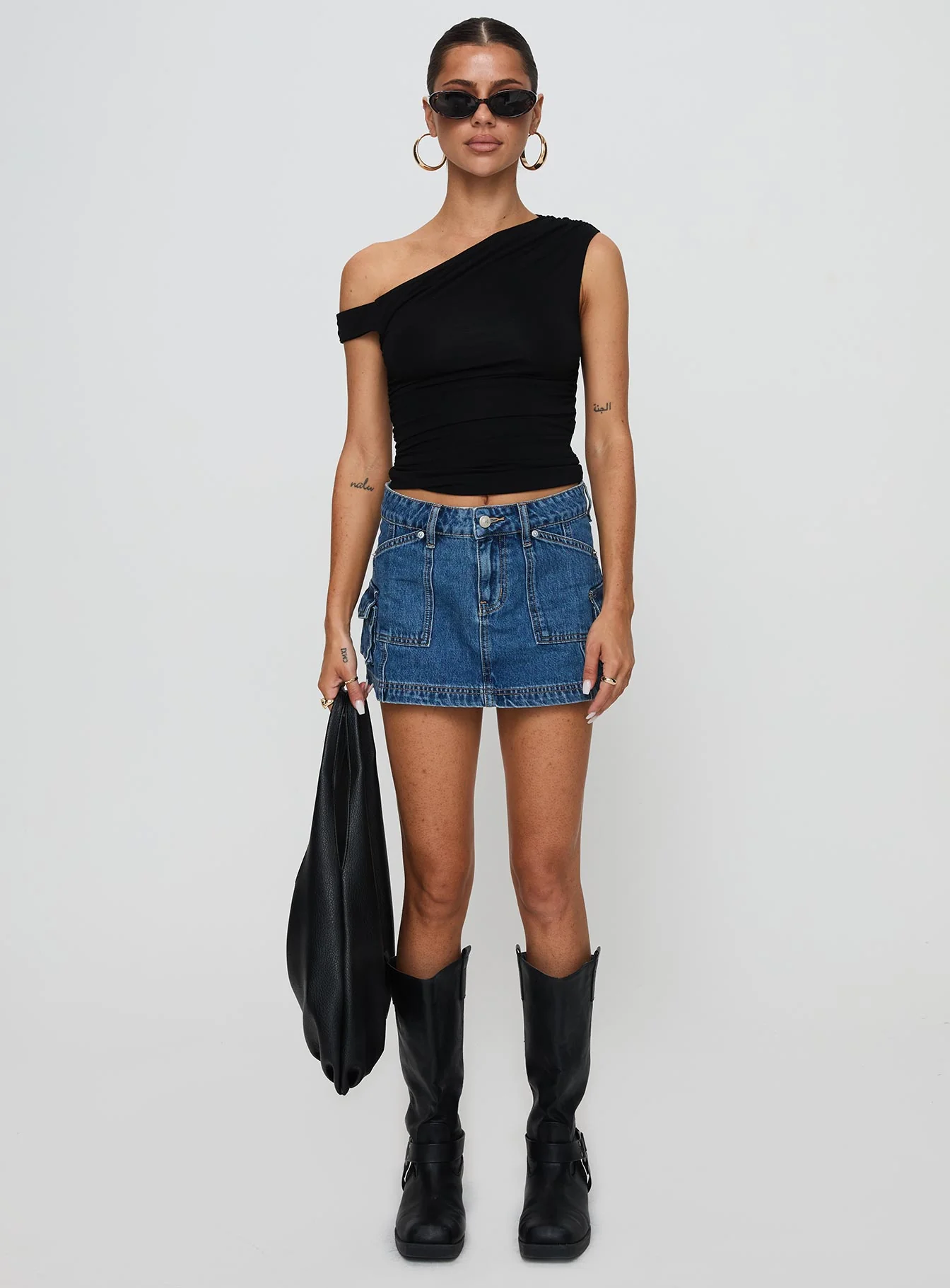 Pacific Coast Denim Cargo Skirt Dark Wash