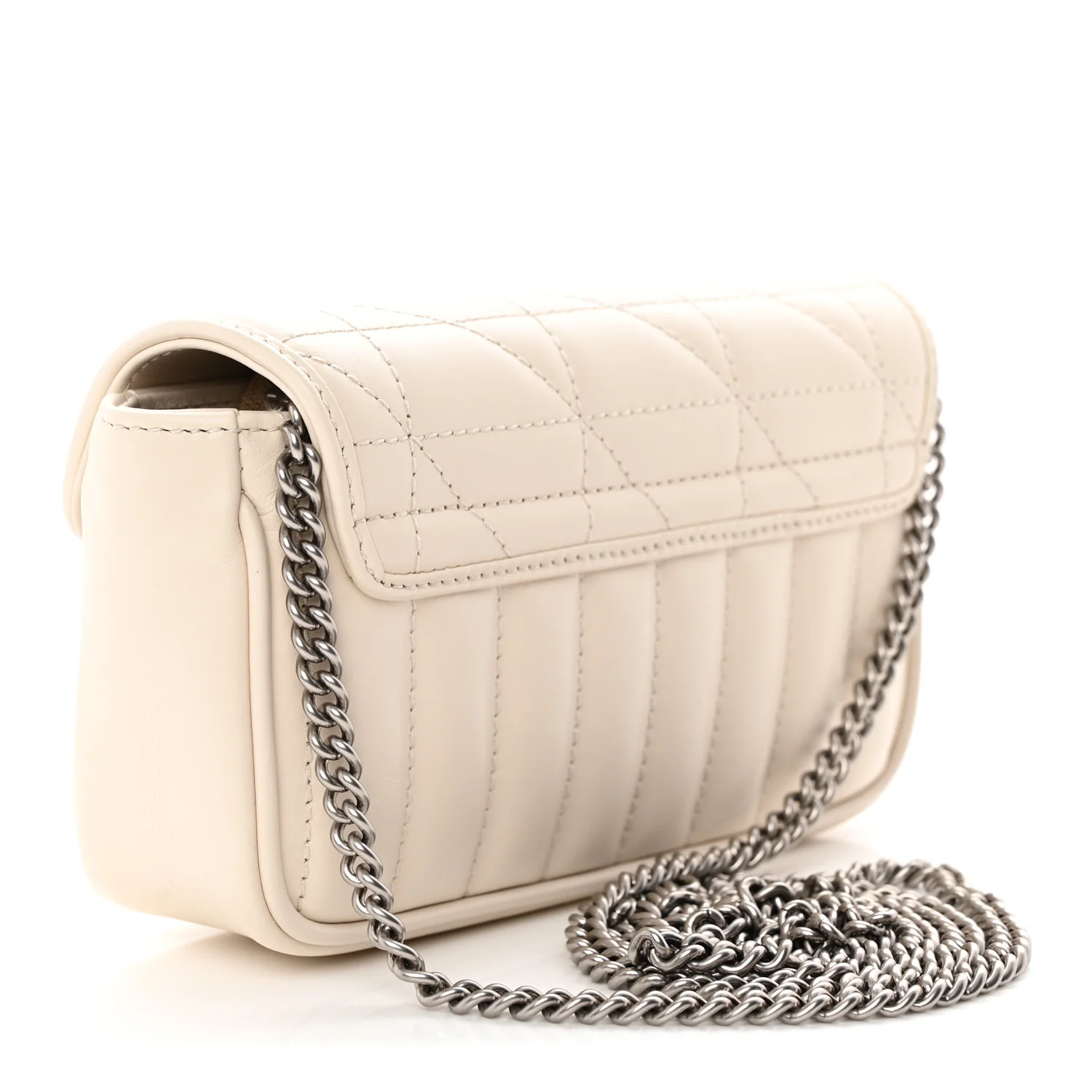 Calfskin Matelasse Aria Super Mini GG Marmont Shoulder Bag Mystic White - Top Club