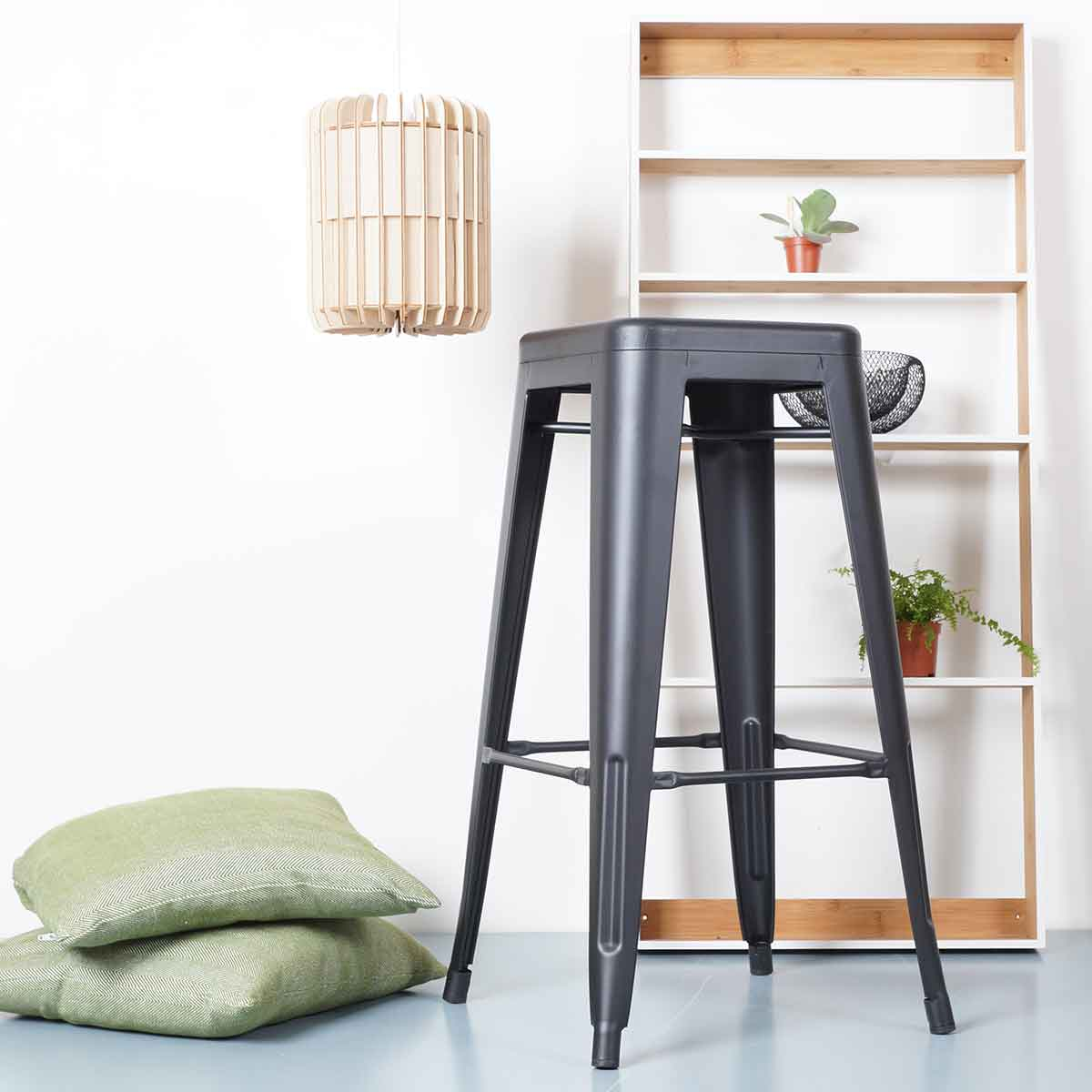 Metalen barkruk Café (zithoogte 77 cm) Mat zwart