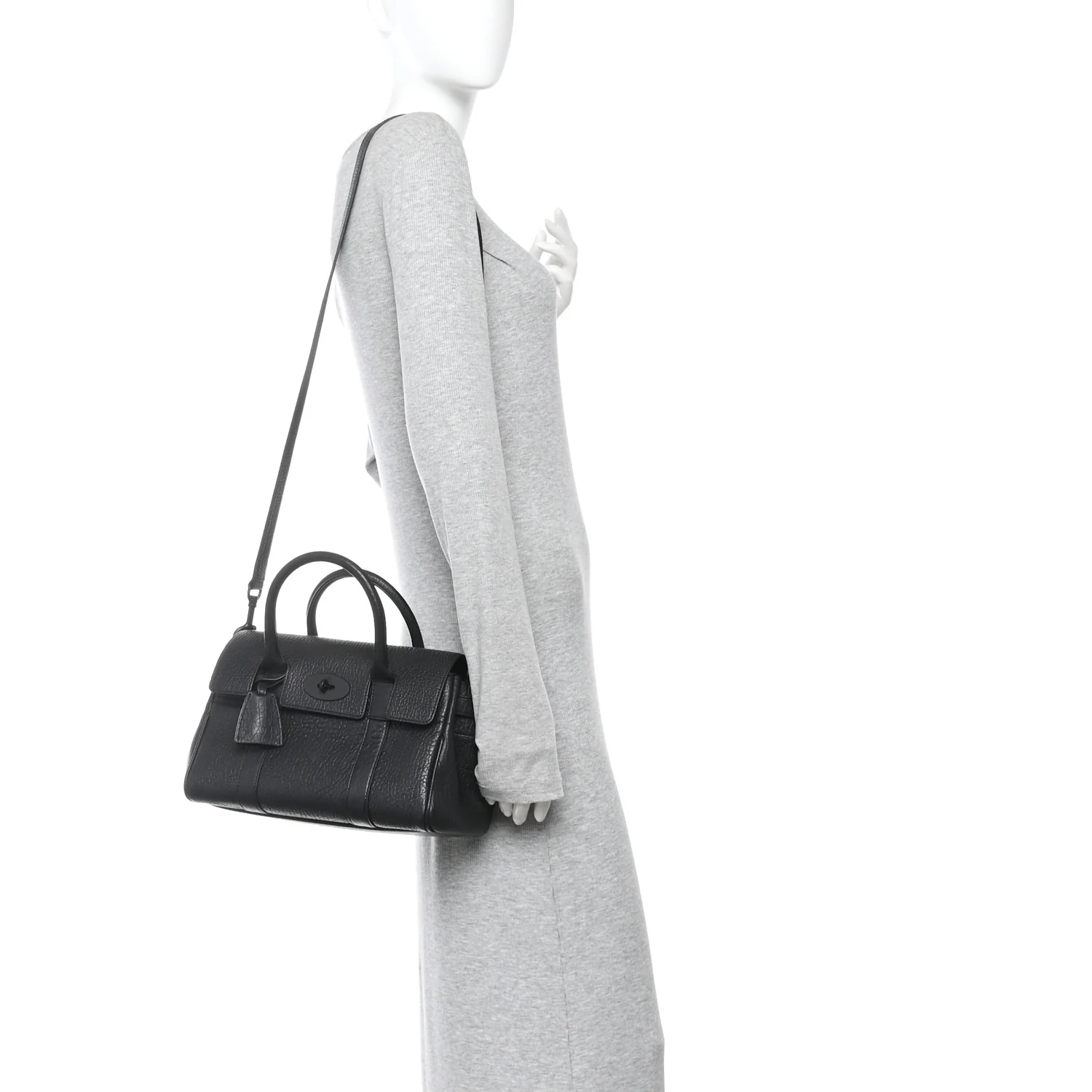 Natural Grain Small Bayswater Satchel Black